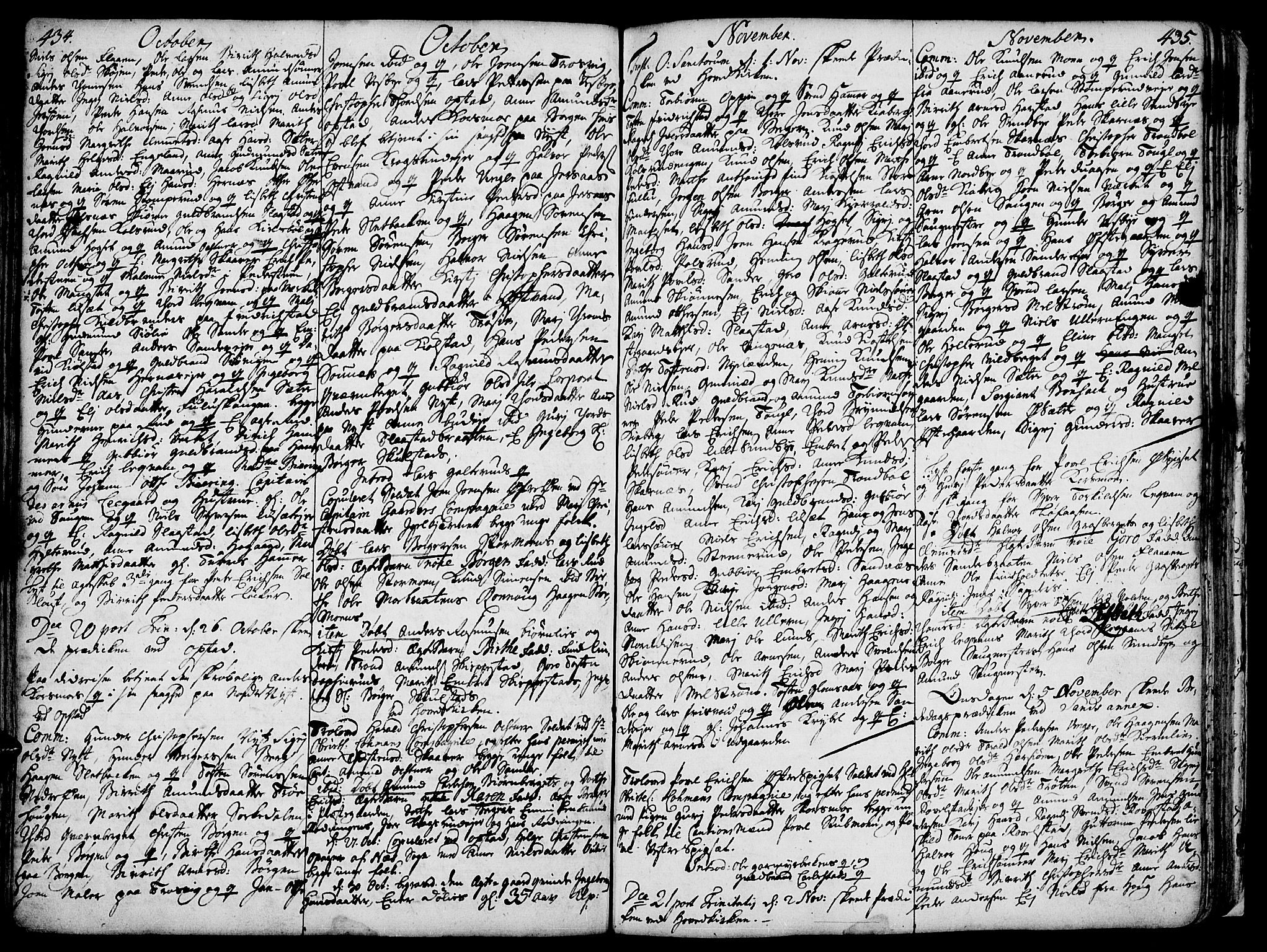 Strøm-Odalen prestekontor, AV/SAH-PREST-028/H/Ha/Haa/L0002: Parish register (official) no. 2, 1716-1740, p. 434-435