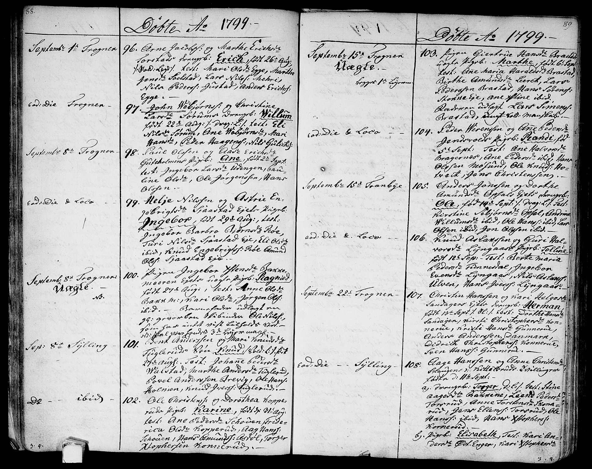 Lier kirkebøker, AV/SAKO-A-230/F/Fa/L0007: Parish register (official) no. I 7, 1794-1813, p. 88-89