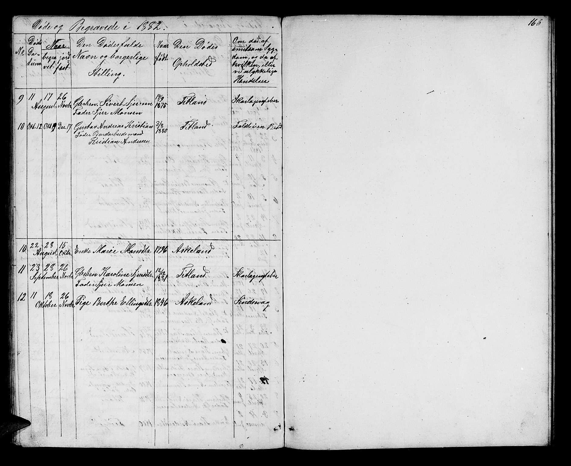 Manger sokneprestembete, SAB/A-76801/H/Hab: Parish register (copy) no. D 1, 1859-1882, p. 166