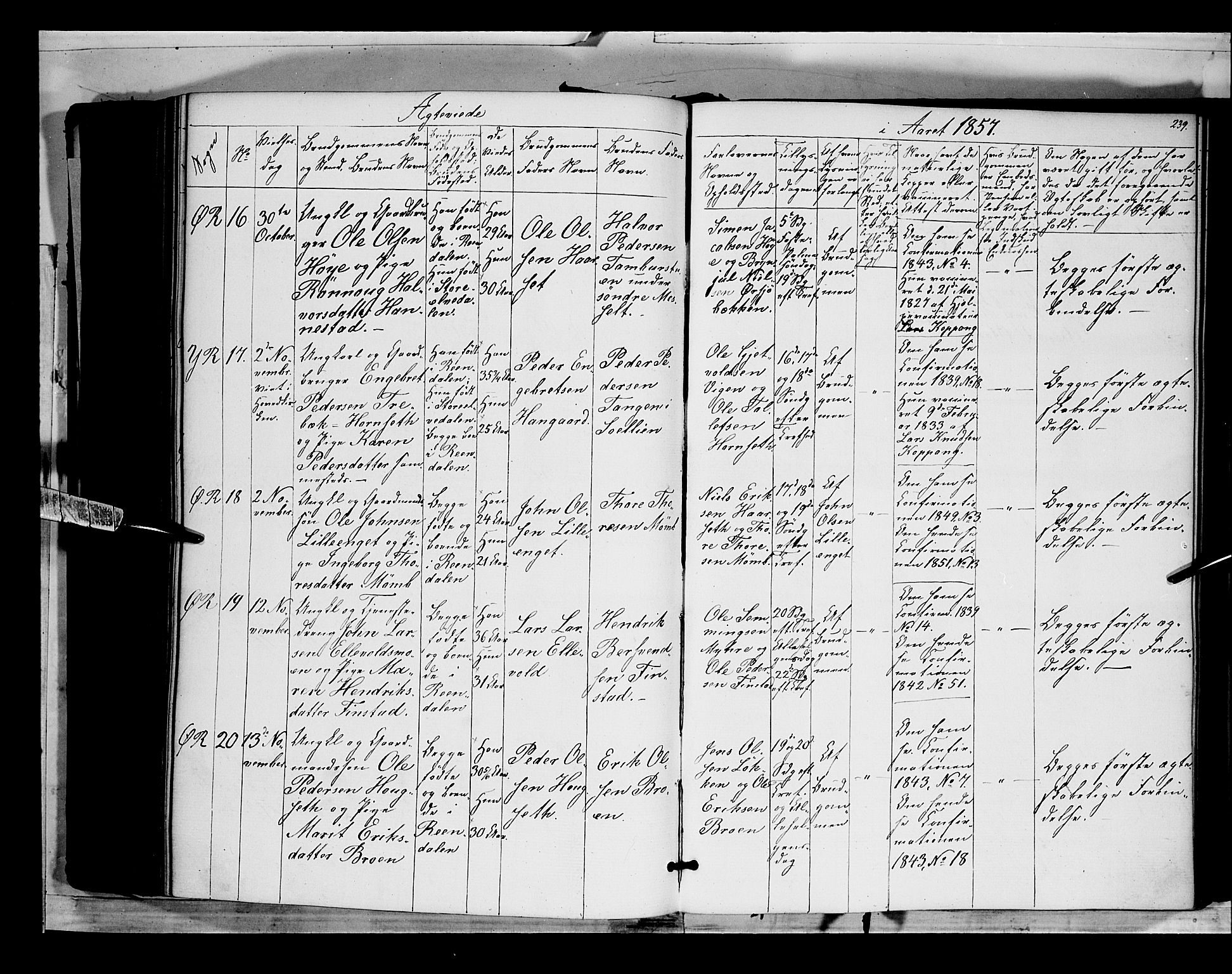 Rendalen prestekontor, AV/SAH-PREST-054/H/Ha/Haa/L0005: Parish register (official) no. 5, 1853-1866, p. 239