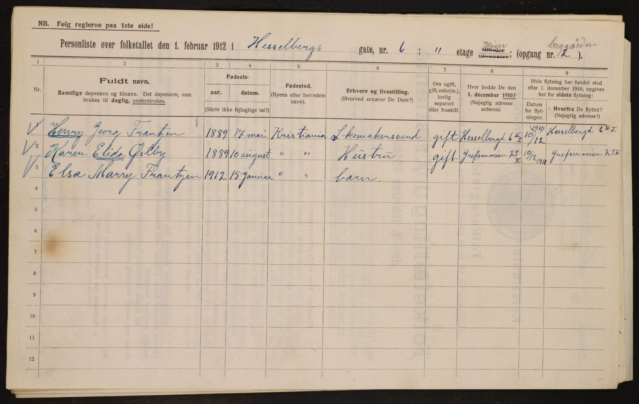 OBA, Municipal Census 1912 for Kristiania, 1912, p. 40266