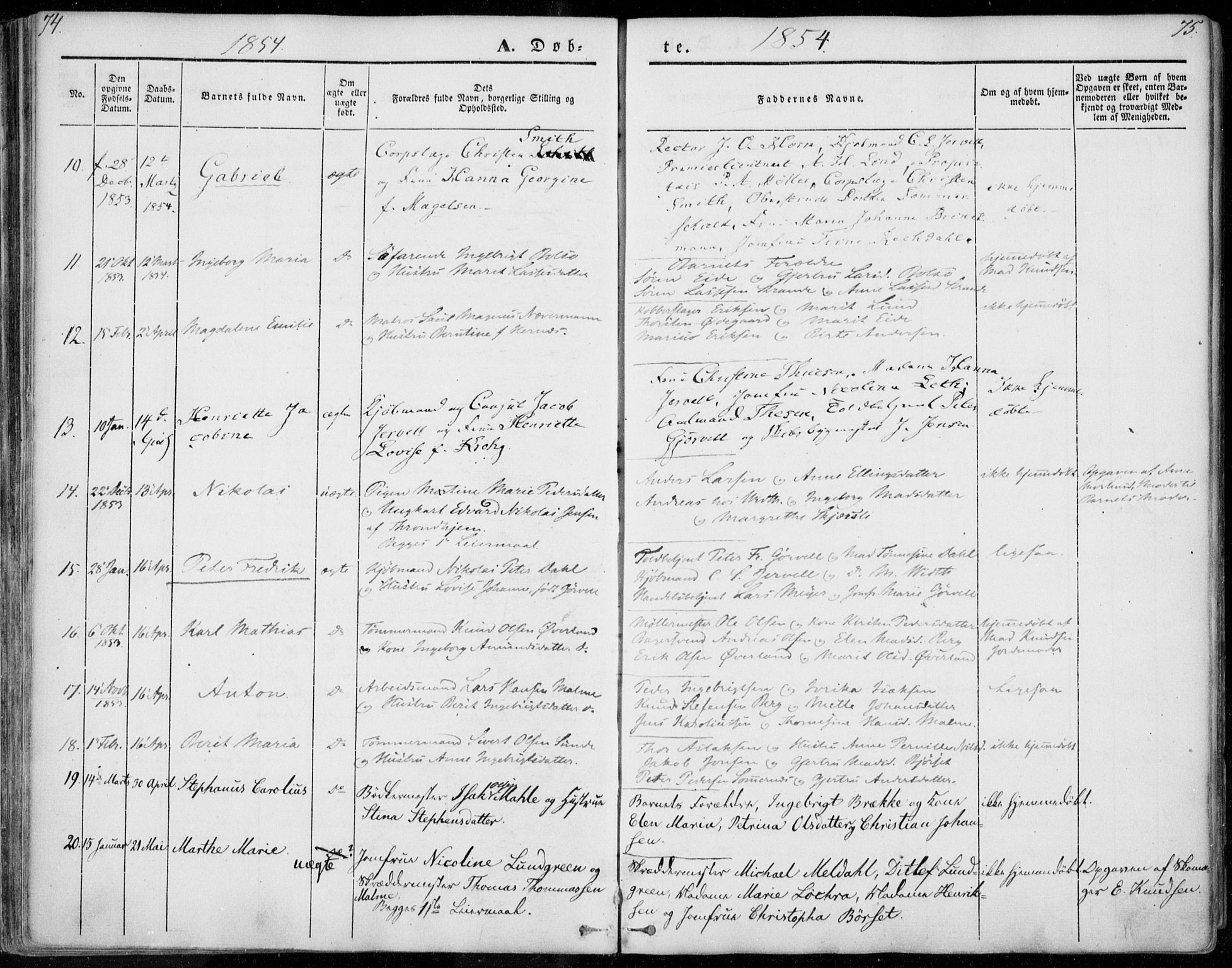 Ministerialprotokoller, klokkerbøker og fødselsregistre - Møre og Romsdal, SAT/A-1454/558/L0689: Parish register (official) no. 558A03, 1843-1872, p. 74-75
