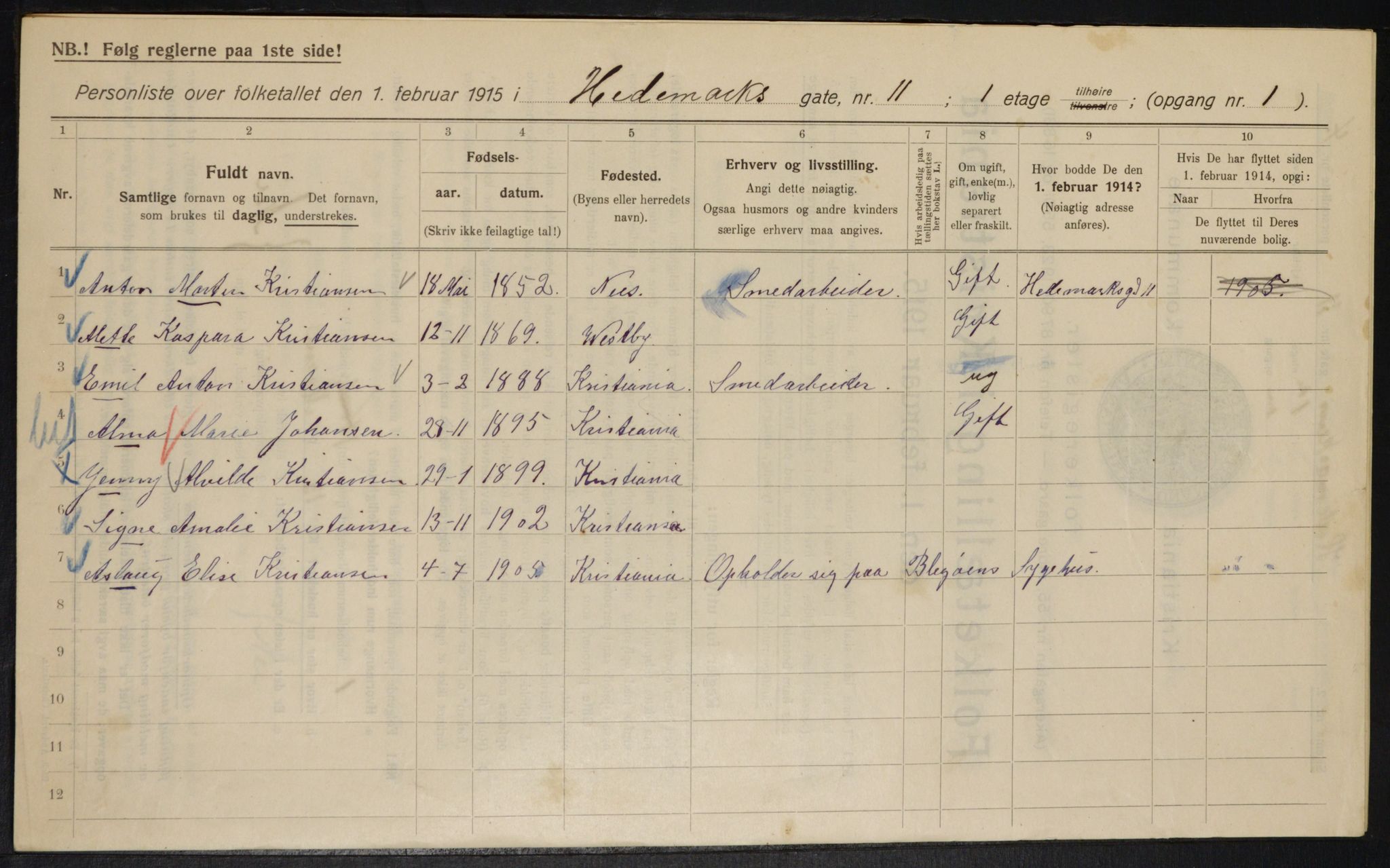 OBA, Municipal Census 1915 for Kristiania, 1915, p. 35537