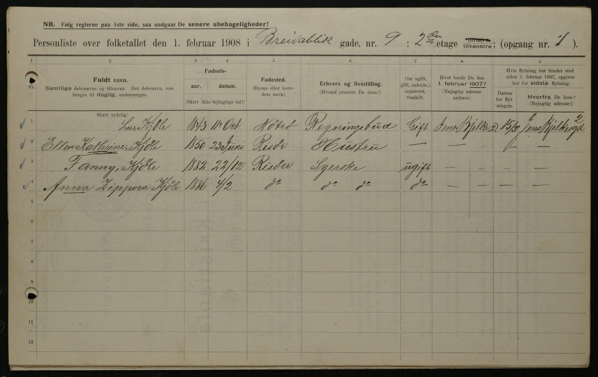 OBA, Municipal Census 1908 for Kristiania, 1908, p. 7867