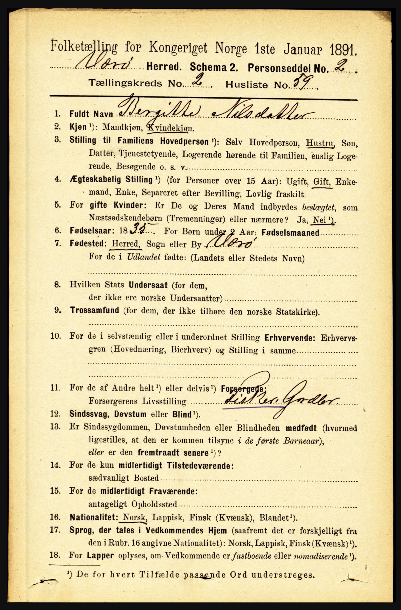 RA, 1891 census for 1857 Værøy, 1891, p. 686