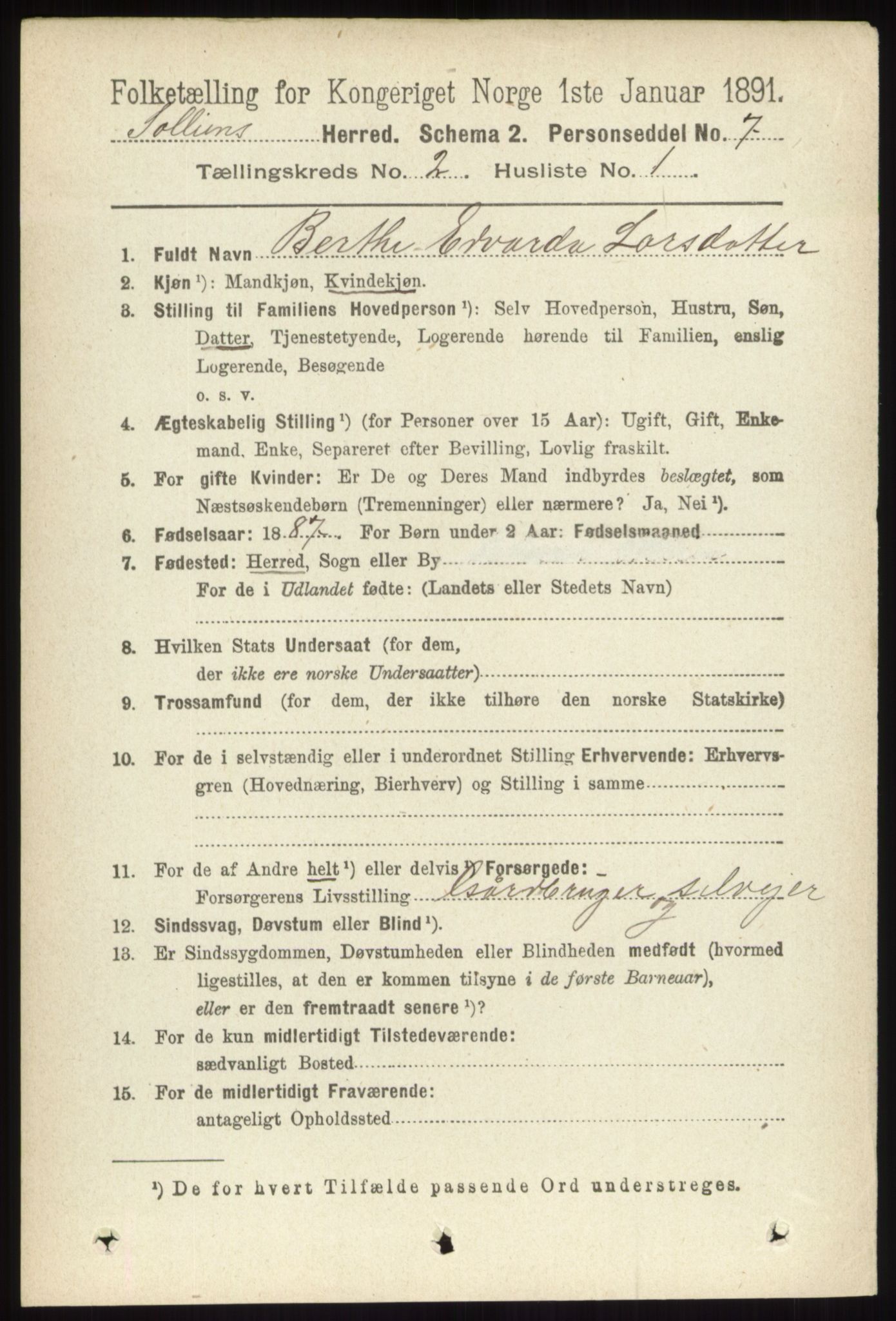 RA, 1891 census for 0431 Sollia, 1891, p. 419