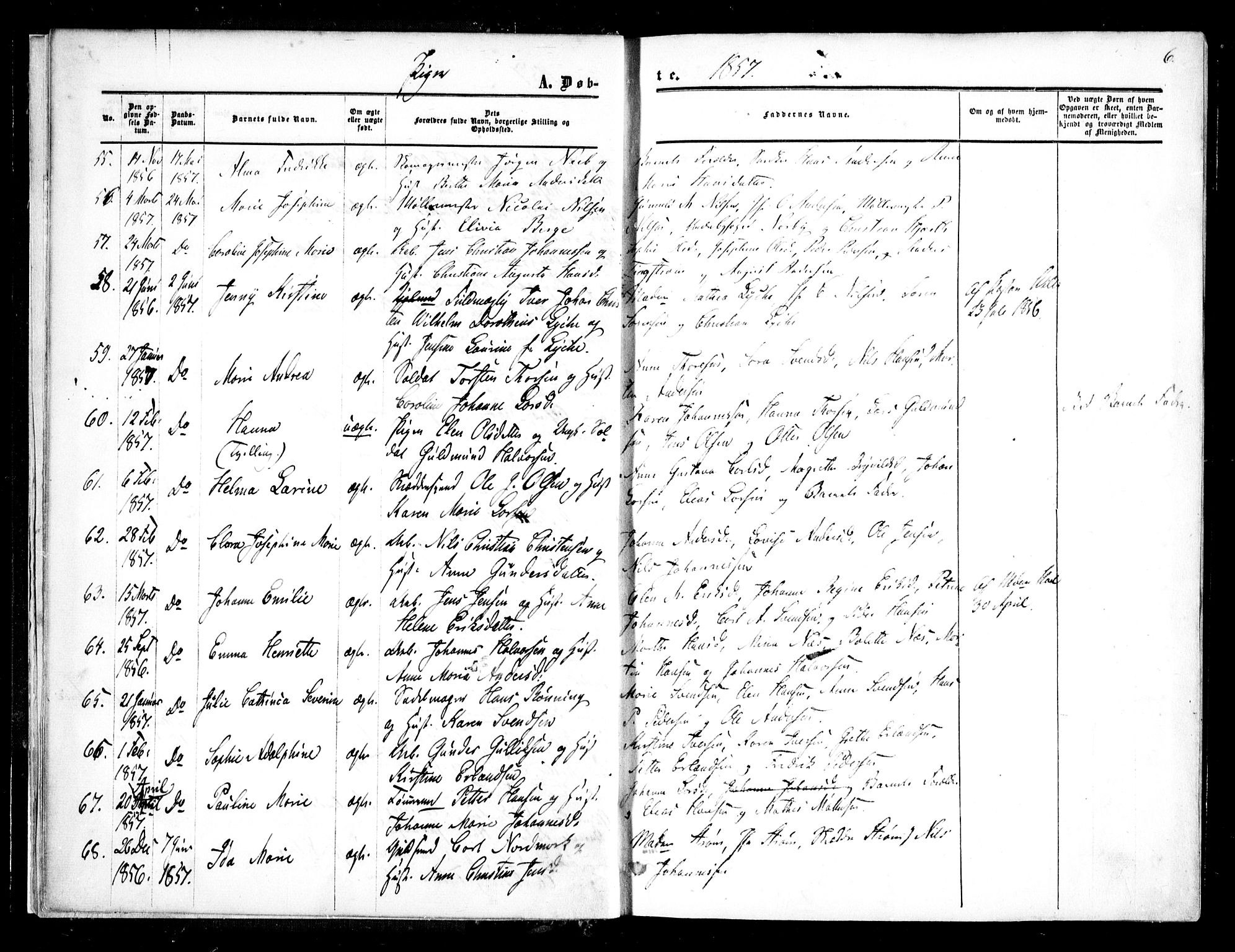 Halden prestekontor Kirkebøker, SAO/A-10909/F/Fa/L0007: Parish register (official) no. I 7, 1857-1865, p. 6