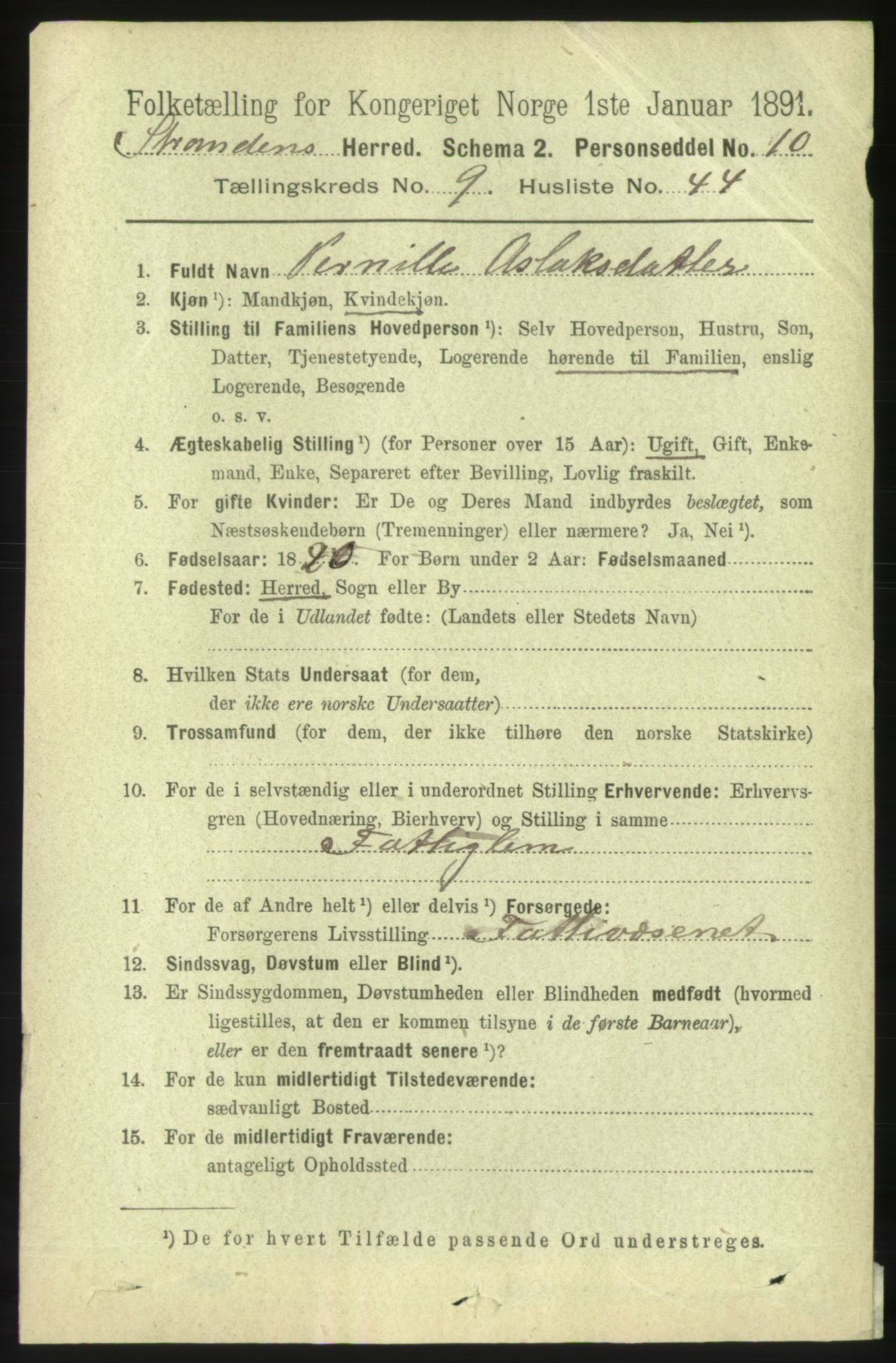 RA, 1891 census for 1525 Stranda, 1891, p. 2370