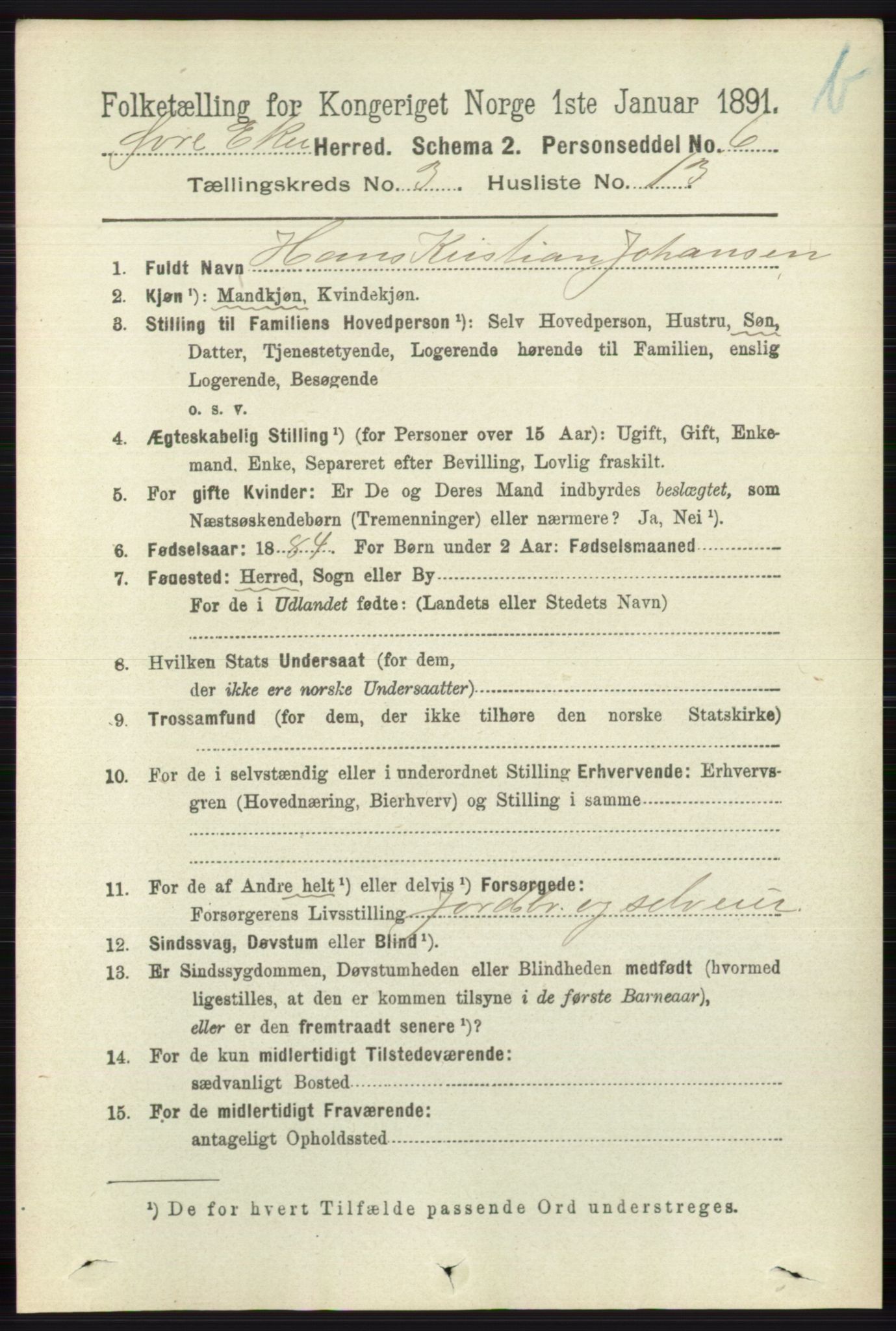 RA, 1891 census for 0624 Øvre Eiker, 1891, p. 9133
