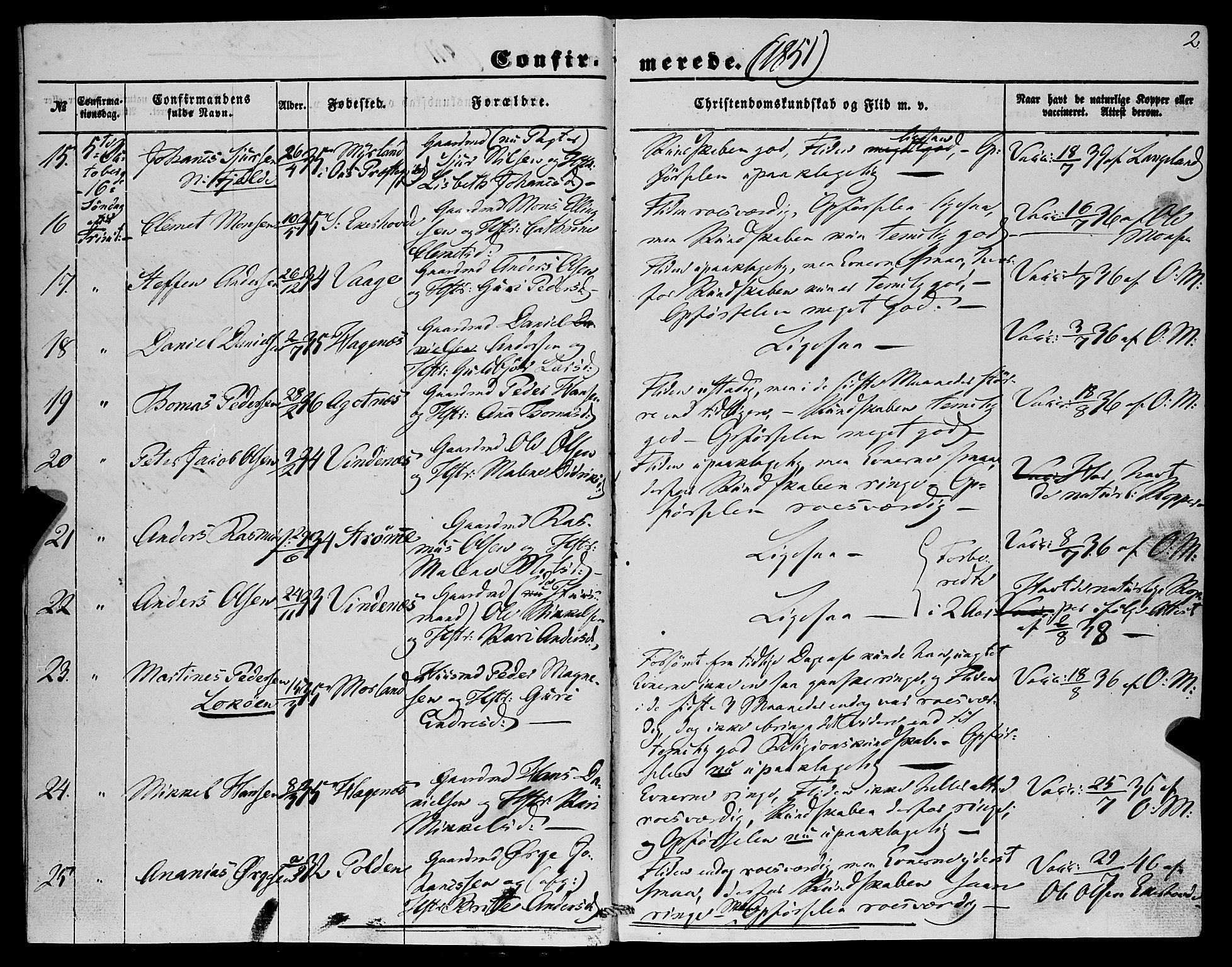 Fjell sokneprestembete, SAB/A-75301/H/Haa: Parish register (official) no. A 4, 1851-1870, p. 2