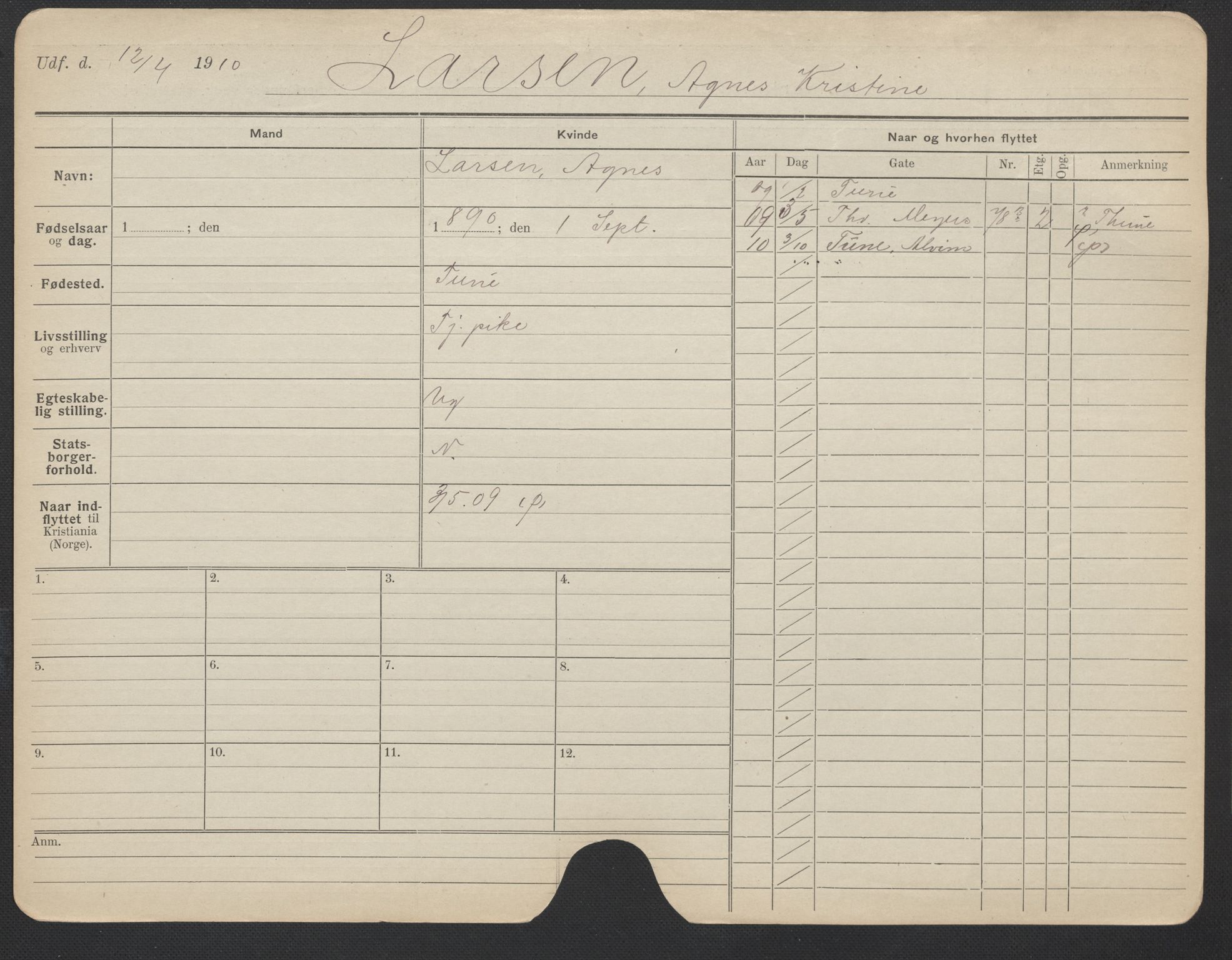 Oslo folkeregister, Registerkort, AV/SAO-A-11715/F/Fa/Fac/L0019: Kvinner, 1906-1914, p. 776a