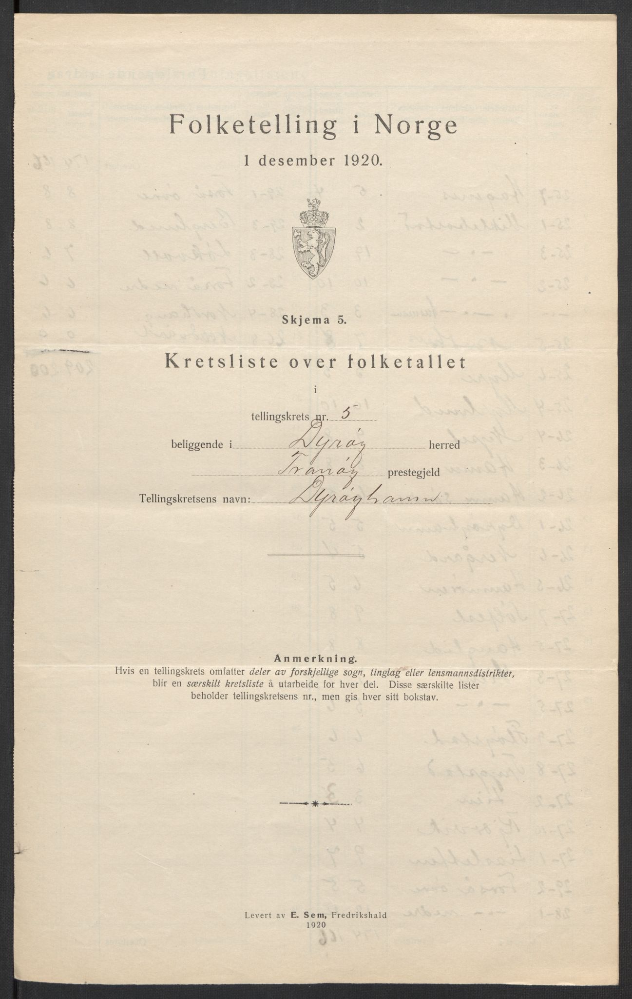 SATØ, 1920 census for Dyrøy, 1920, p. 19