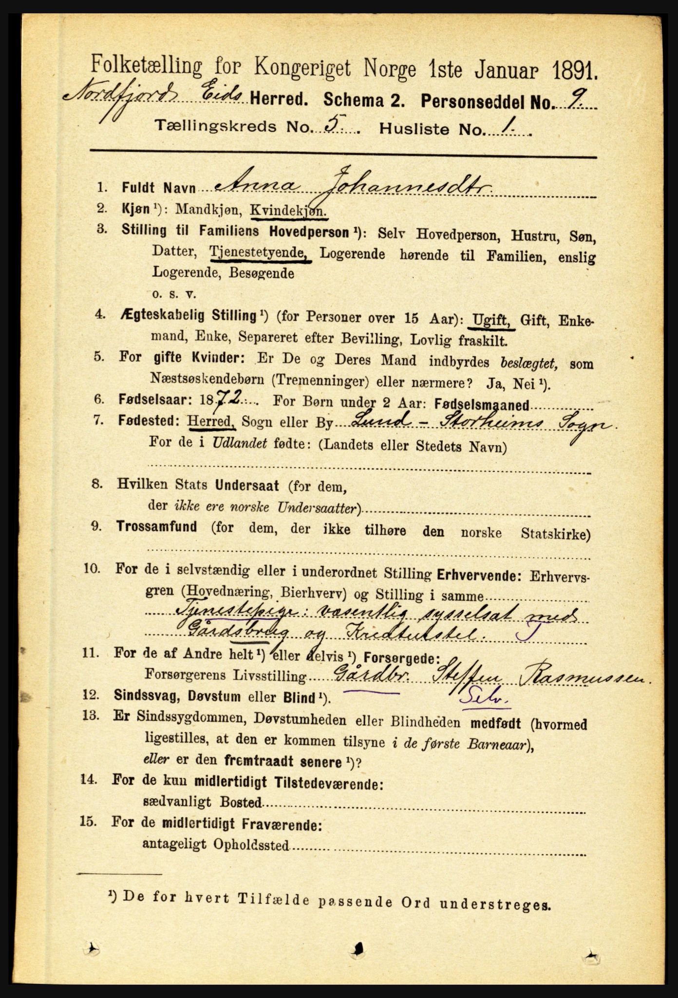 RA, 1891 census for 1443 Eid, 1891, p. 1155