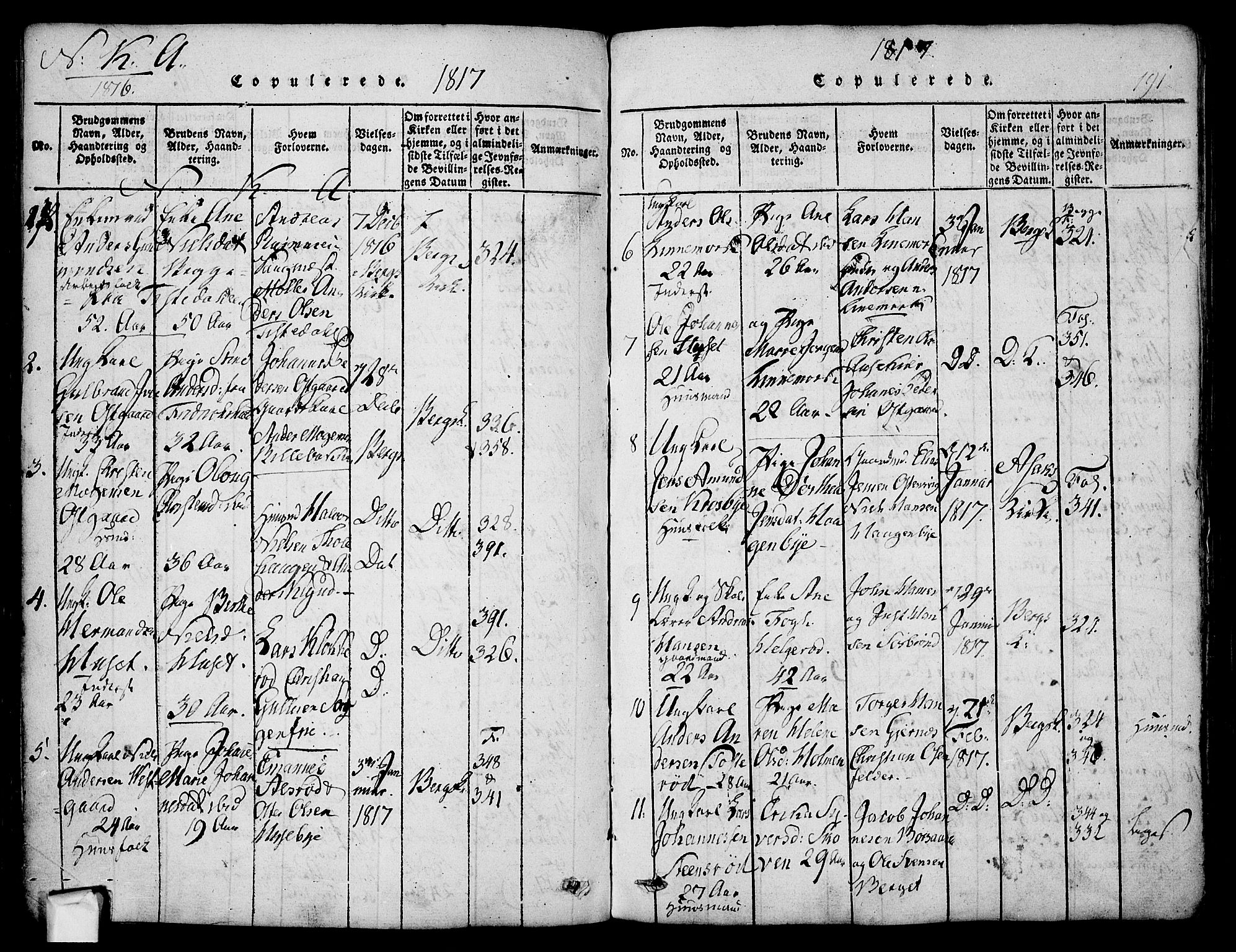 Berg prestekontor Kirkebøker, SAO/A-10902/F/Fa/L0002: Parish register (official) no. I 2, 1815-1831, p. 191
