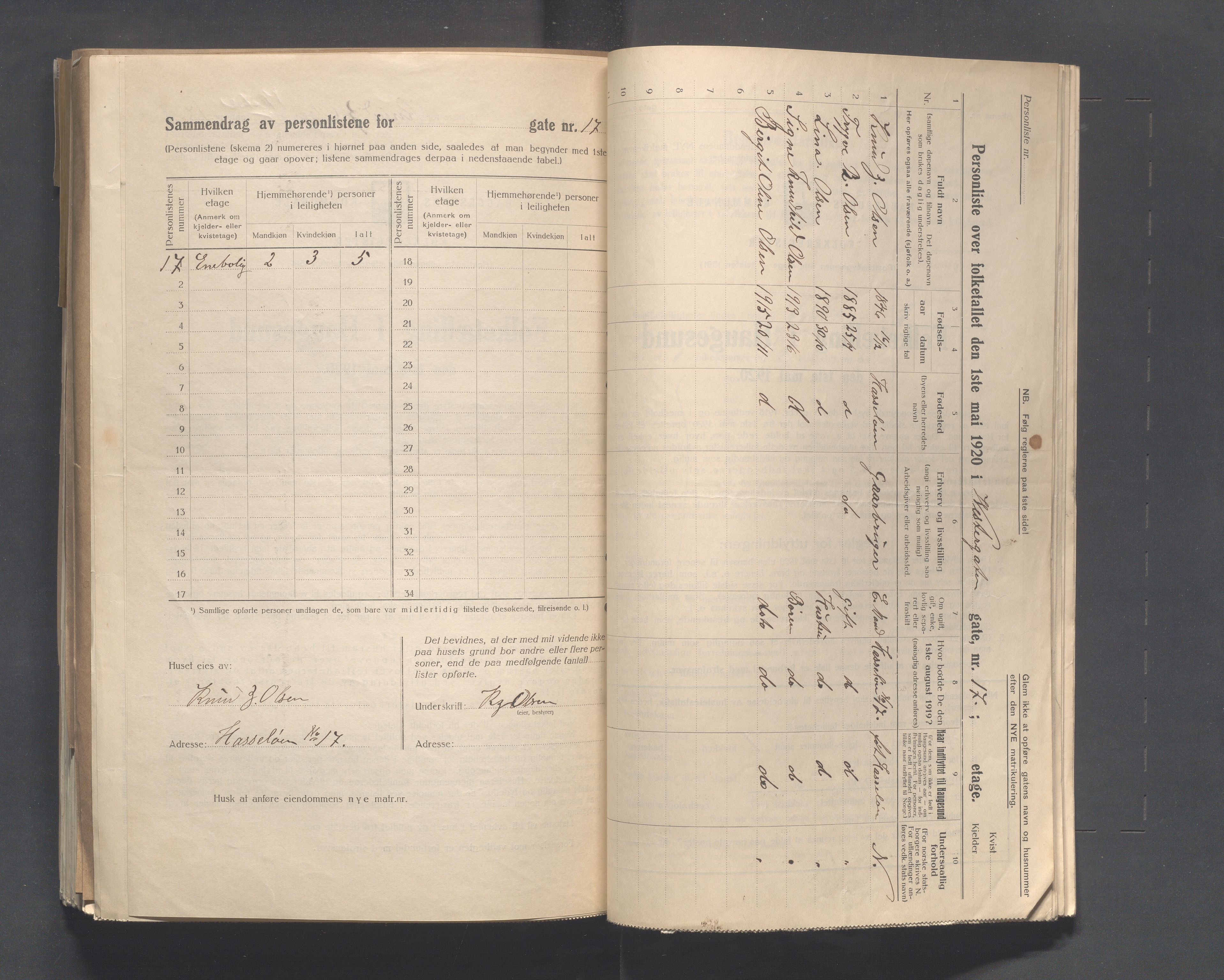 IKAR, Local census 1.5.1920 for Haugesund, 1920, p. 6313