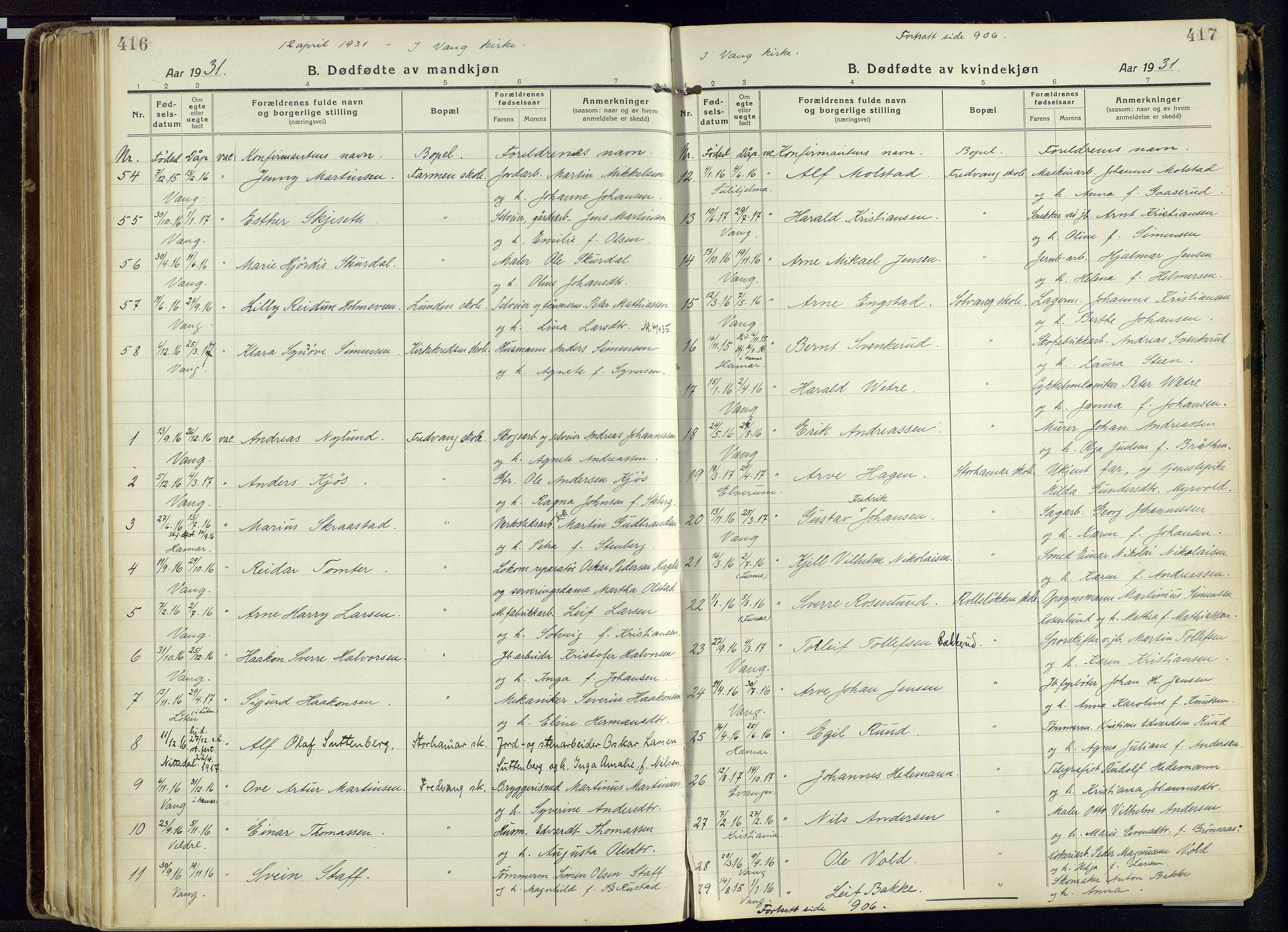 Vang prestekontor, Hedmark, AV/SAH-PREST-008/H/Ha/Haa/L0022: Parish register (official) no. 22, 1918-1944, p. 416-417