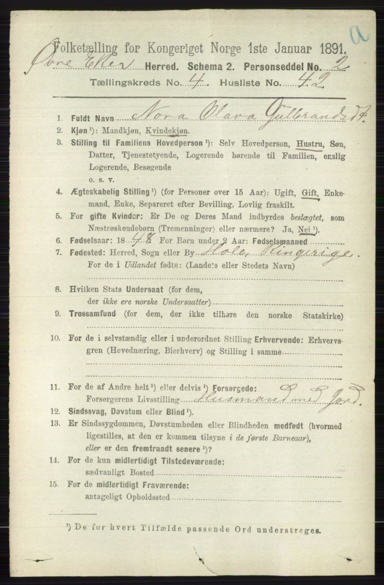 RA, 1891 census for 0624 Øvre Eiker, 1891, p. 1769