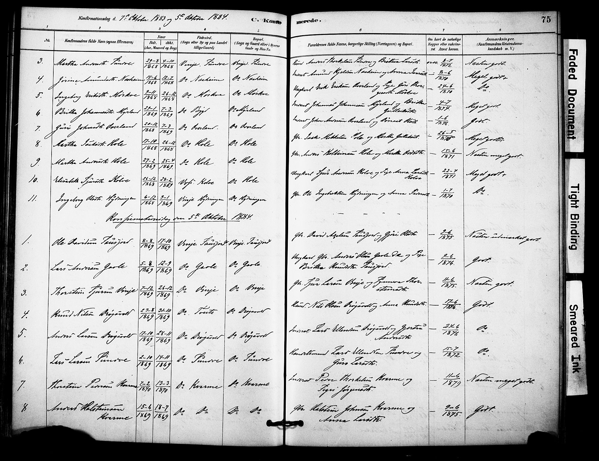 Vossestrand Sokneprestembete, SAB/A-79101/H/Haa: Parish register (official) no. C 1, 1878-1903, p. 75