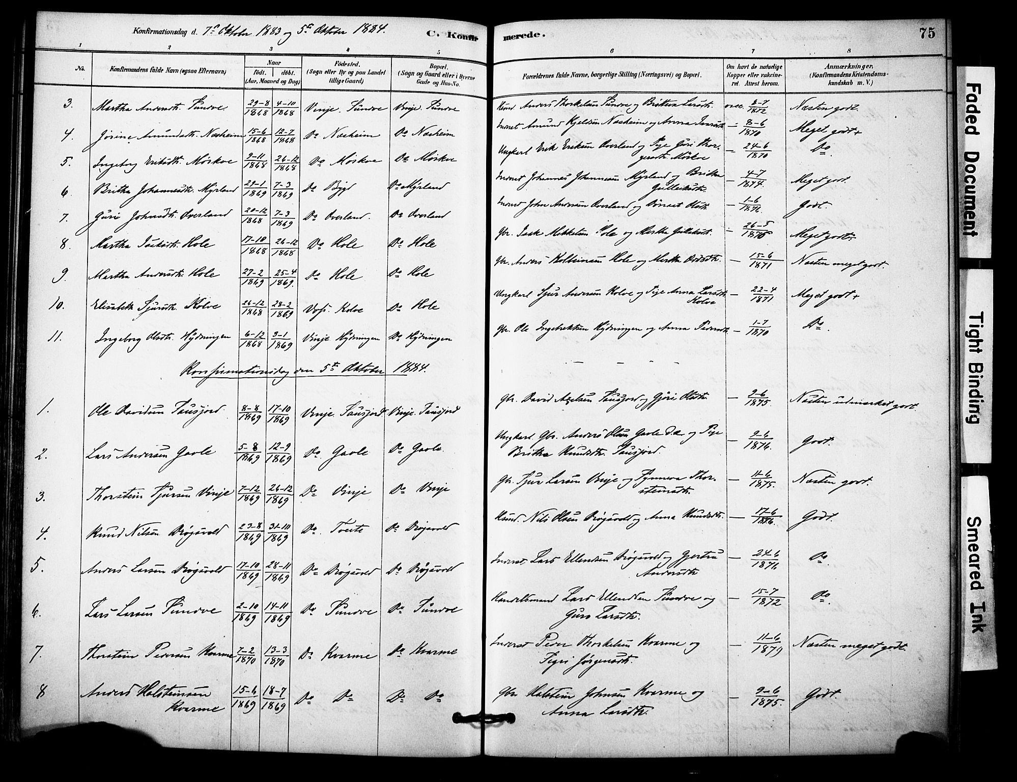 Vossestrand Sokneprestembete, AV/SAB-A-79101/H/Haa: Parish register (official) no. C 1, 1878-1903, p. 75