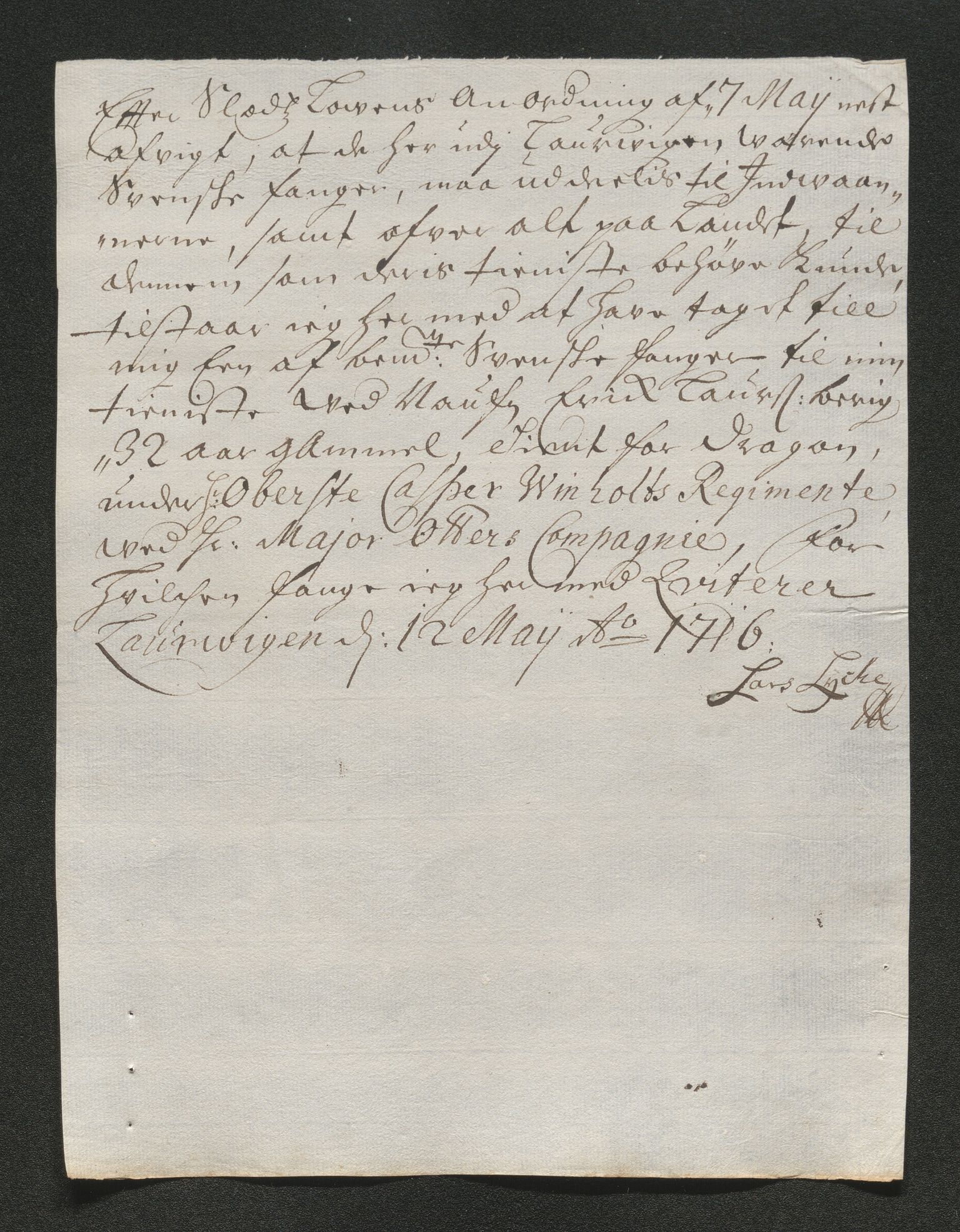 Larvik grevskap, AV/SAKO-A-1056/F/Ff/Ffb/L0018/0001: Brev / Spesielle saker, 1716-1748, p. 116