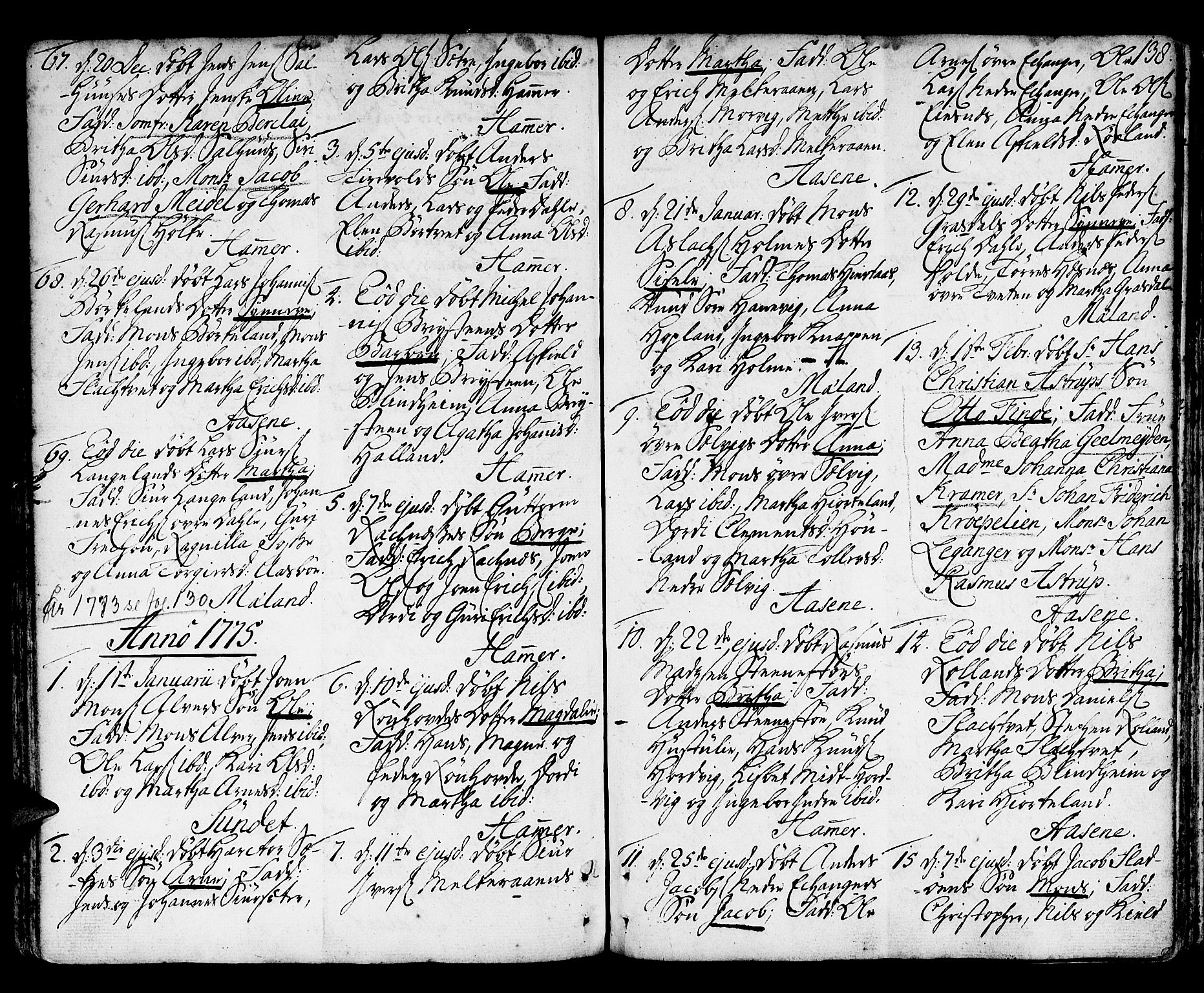 Hamre sokneprestembete, AV/SAB-A-75501/H/Ha/Haa/Haaa/L0007: Parish register (official) no. A 7, 1762-1777, p. 138