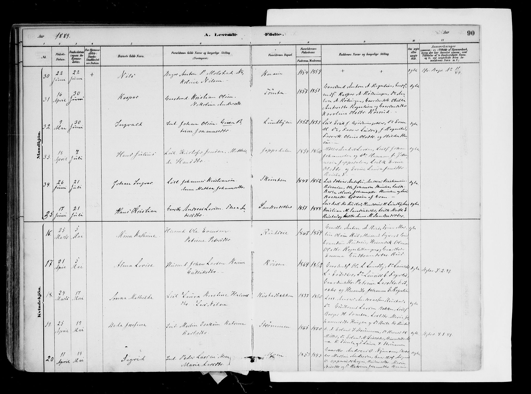 Hurdal prestekontor Kirkebøker, AV/SAO-A-10889/F/Fa/L0007: Parish register (official) no. I 7, 1878-1906, p. 90