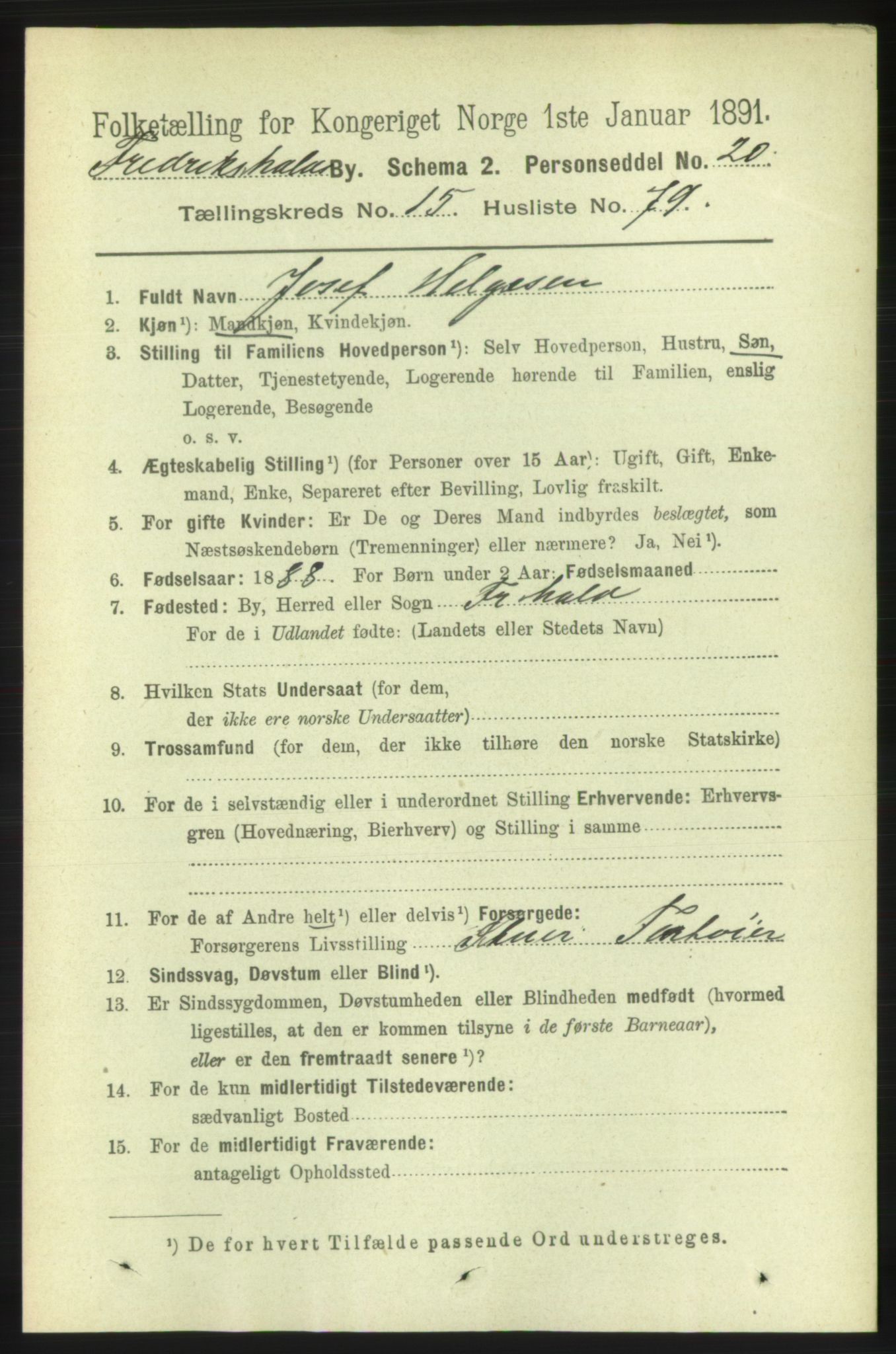 RA, 1891 census for 0101 Fredrikshald, 1891, p. 10365