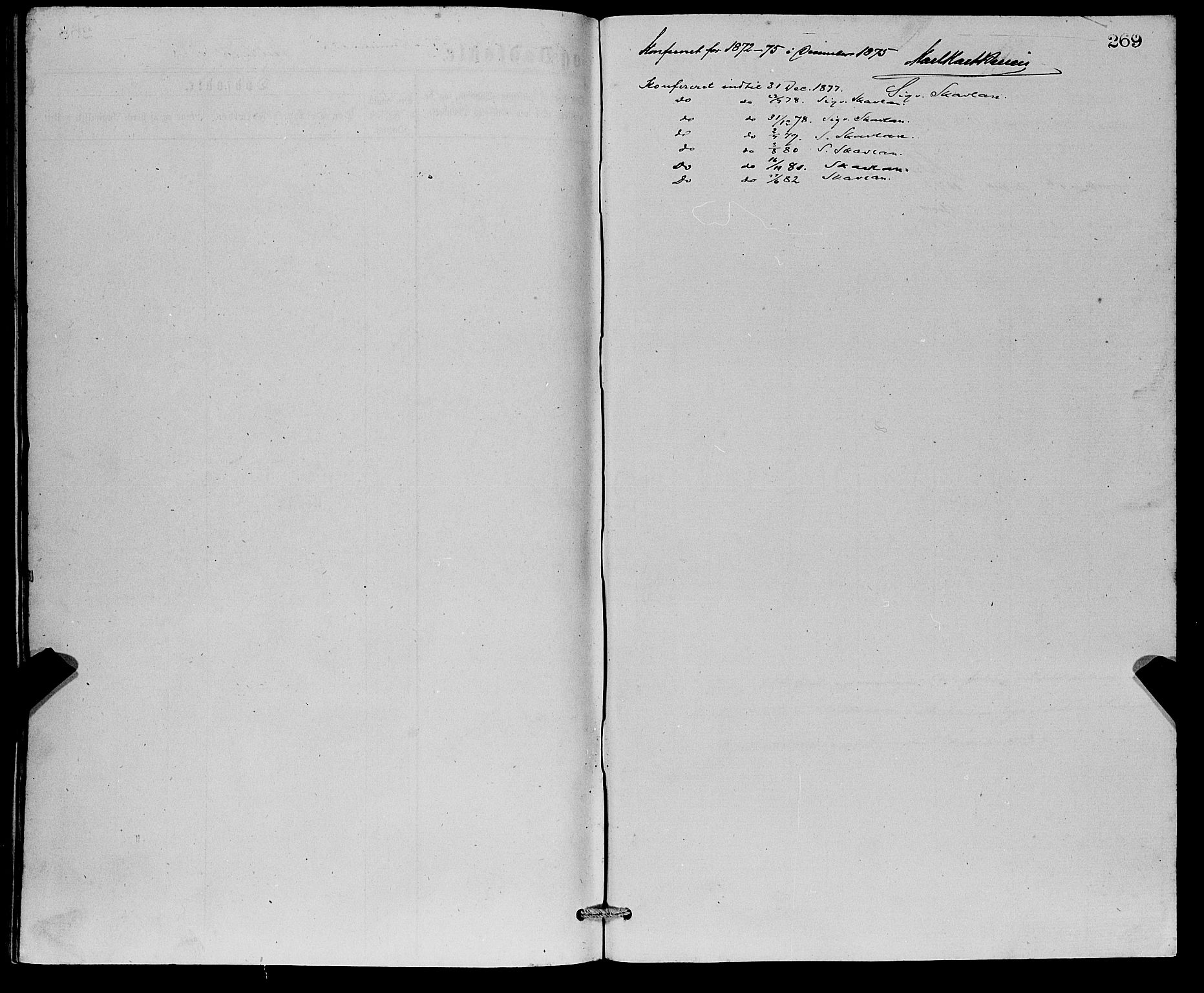Askøy Sokneprestembete, SAB/A-74101/H/Ha/Hab/Haba/L0007: Parish register (copy) no. A 7, 1871-1881, p. 269