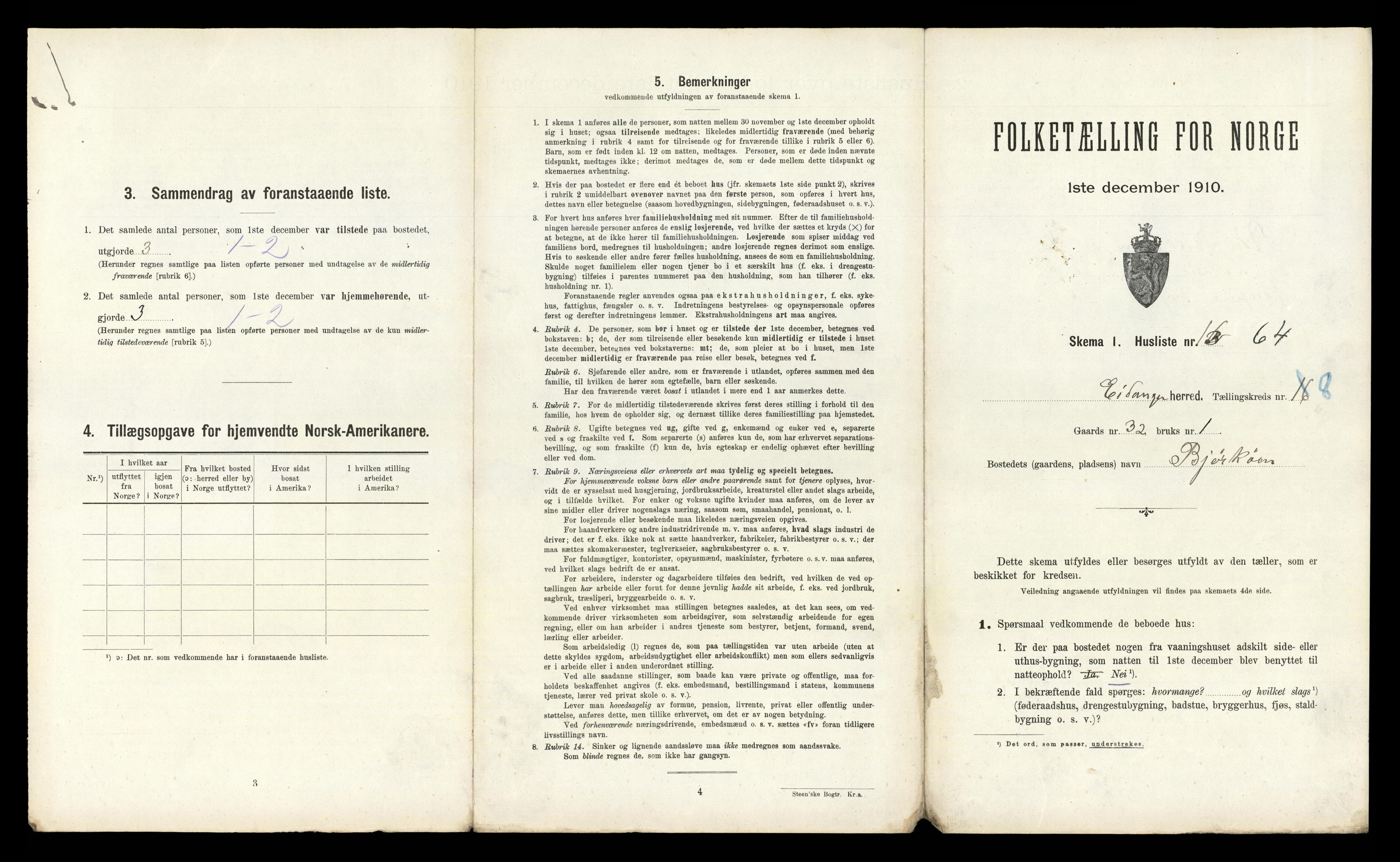 RA, 1910 census for Eidanger, 1910, p. 1387