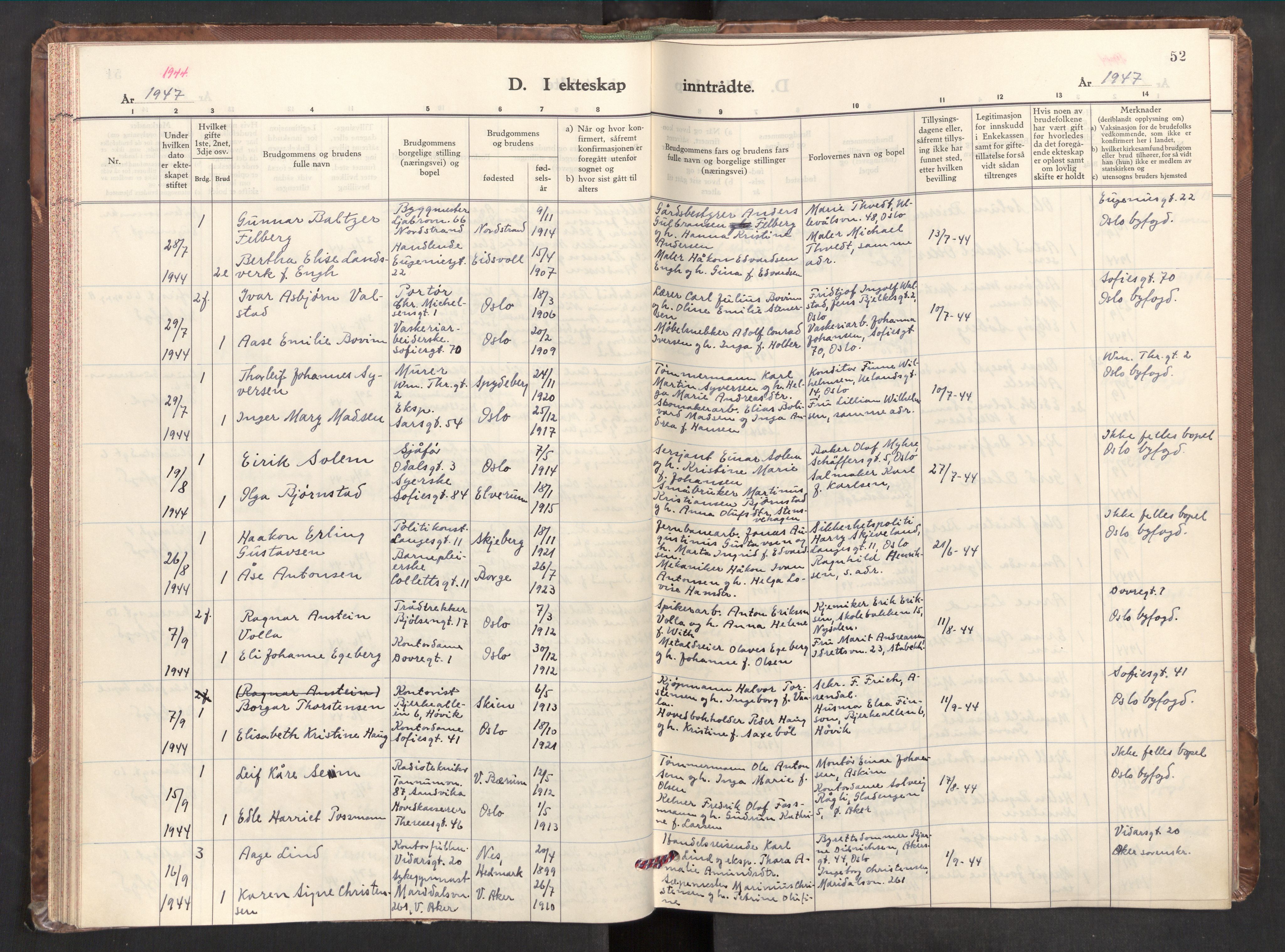 Markus prestekontor Kirkebøker, AV/SAO-A-10830/F/L0005: Parish register (official) no. 5, 1942-1960, p. 52