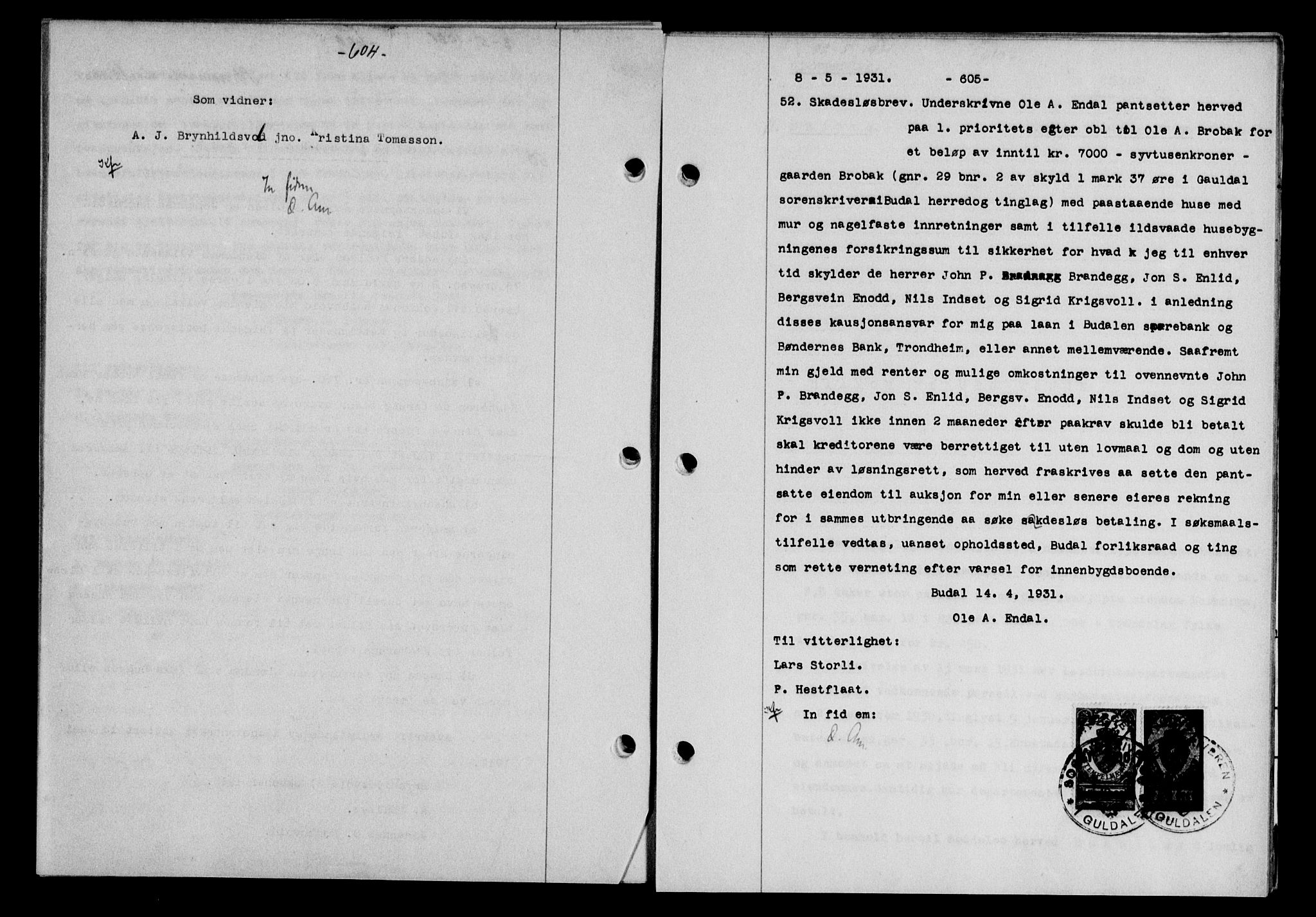 Gauldal sorenskriveri, AV/SAT-A-0014/1/2/2C/L0041: Mortgage book no. 42-43, 1930-1931, Deed date: 08.05.1931