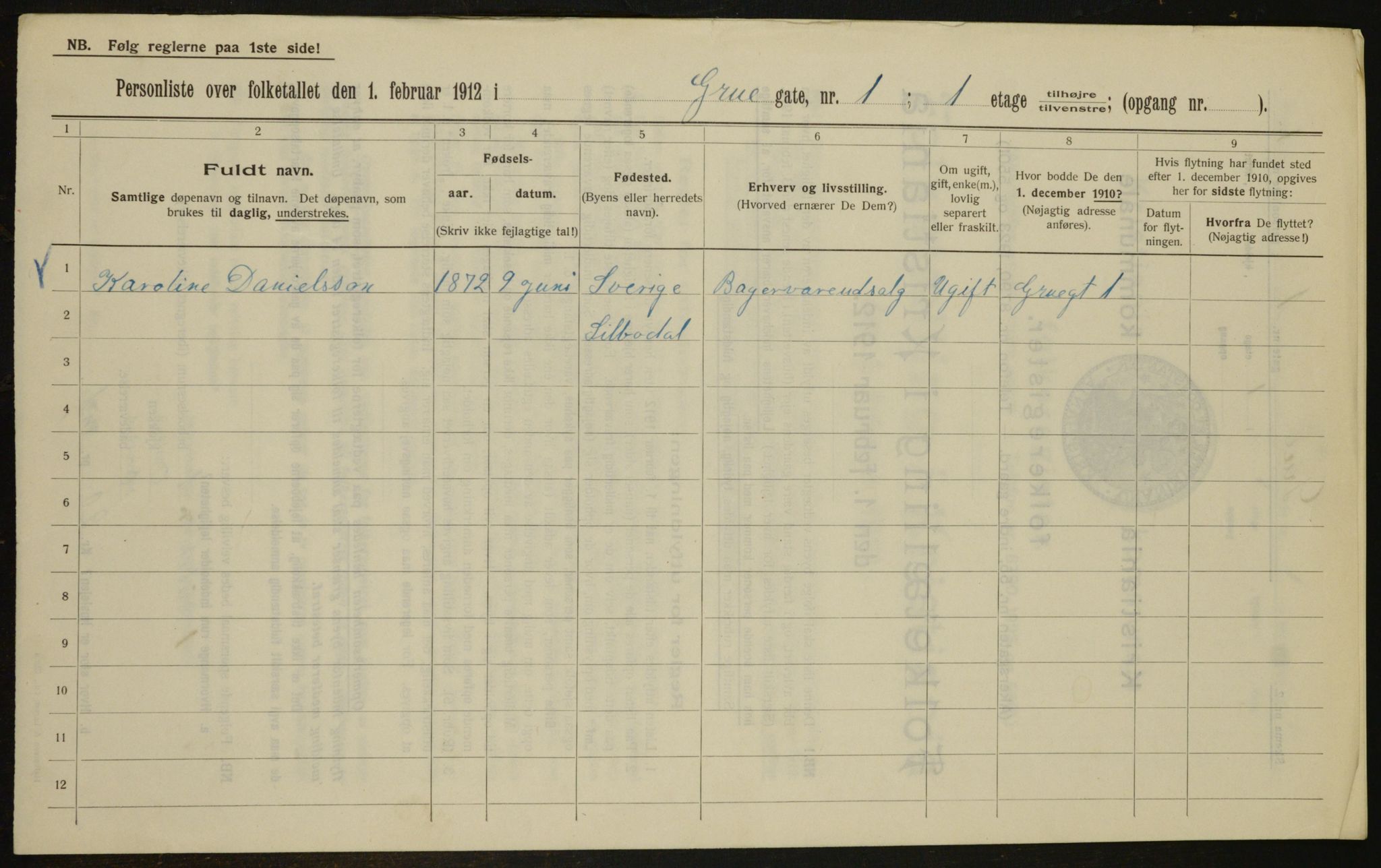 OBA, Municipal Census 1912 for Kristiania, 1912, p. 30052