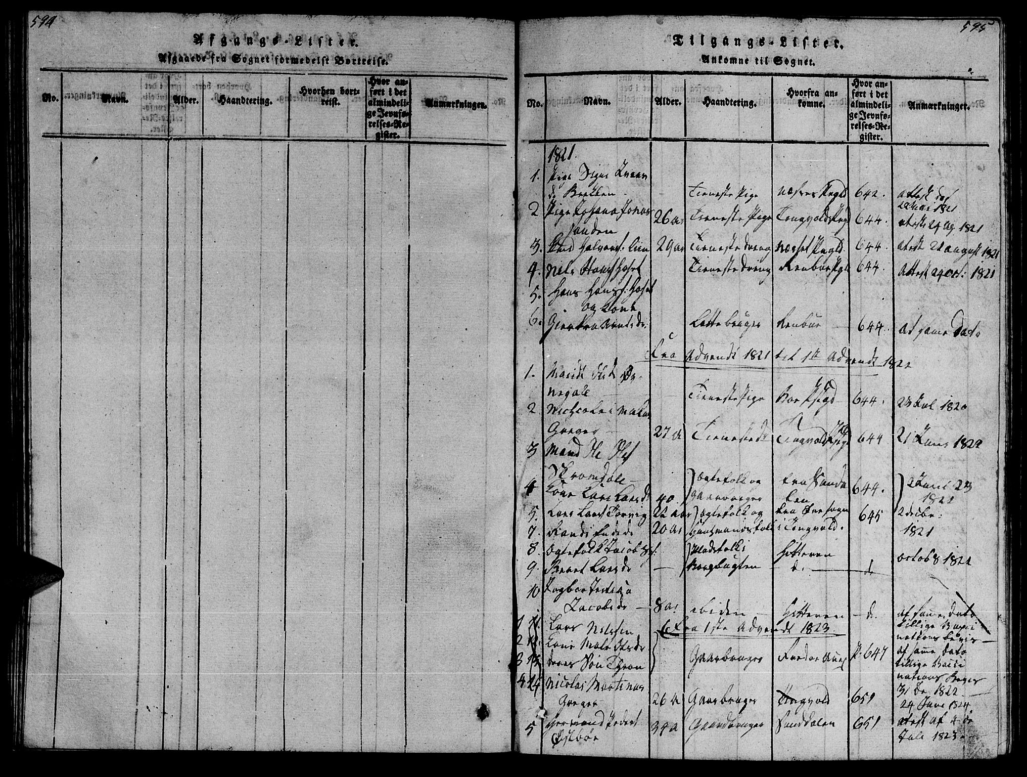 Ministerialprotokoller, klokkerbøker og fødselsregistre - Møre og Romsdal, SAT/A-1454/569/L0818: Parish register (official) no. 569A04, 1820-1828, p. 594-595
