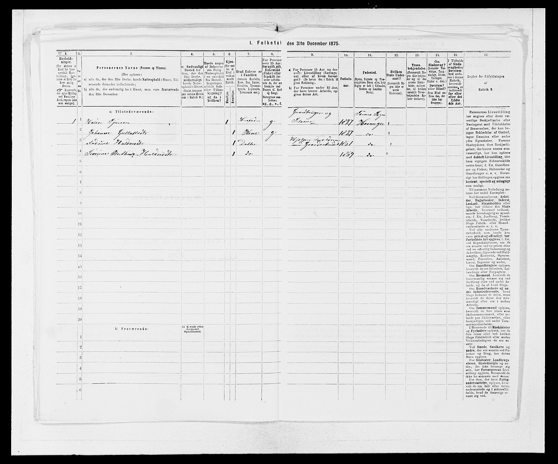 SAB, 1875 census for 1253P Hosanger, 1875, p. 1053