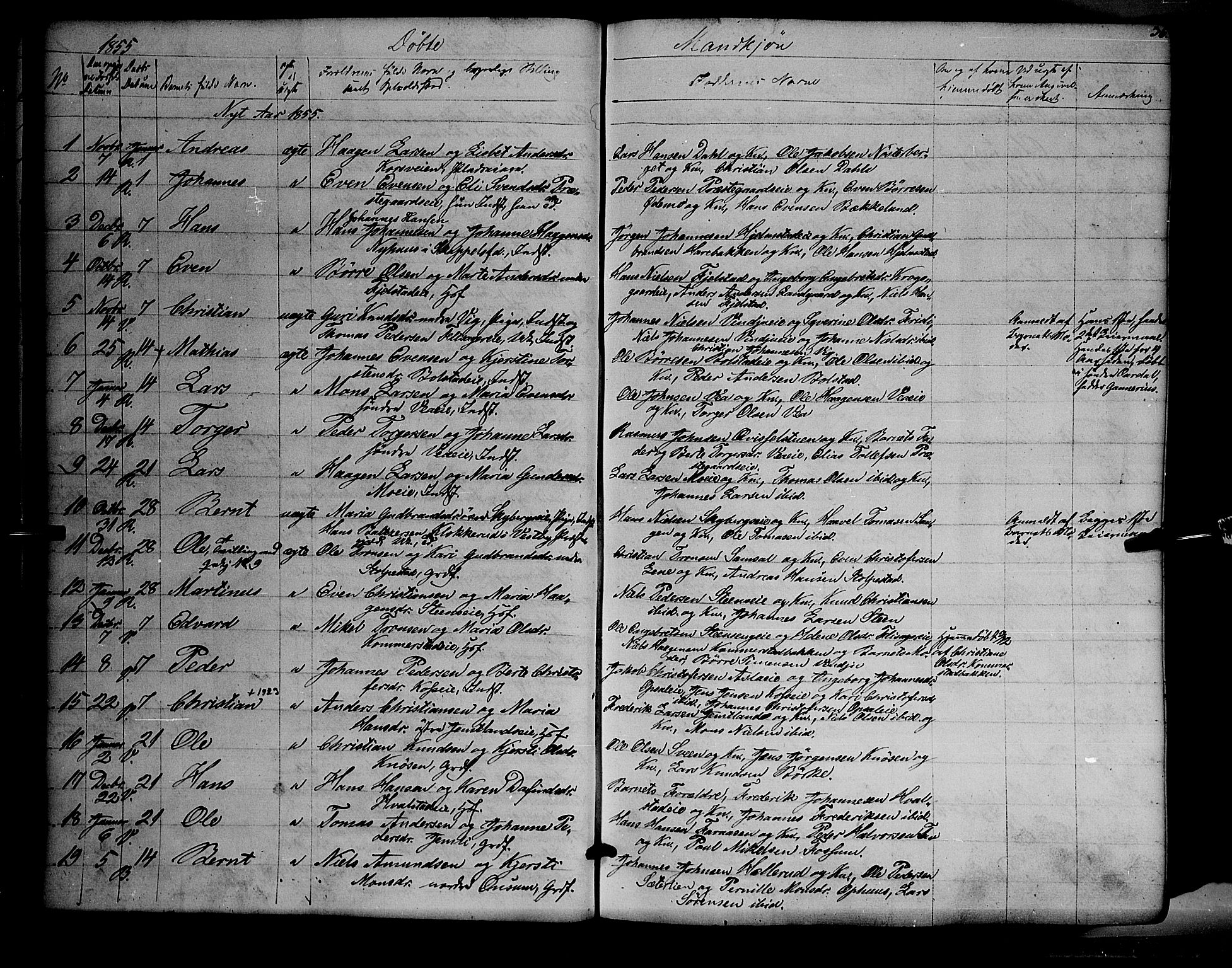 Ringsaker prestekontor, AV/SAH-PREST-014/K/Ka/L0009: Parish register (official) no. 9, 1850-1860, p. 36