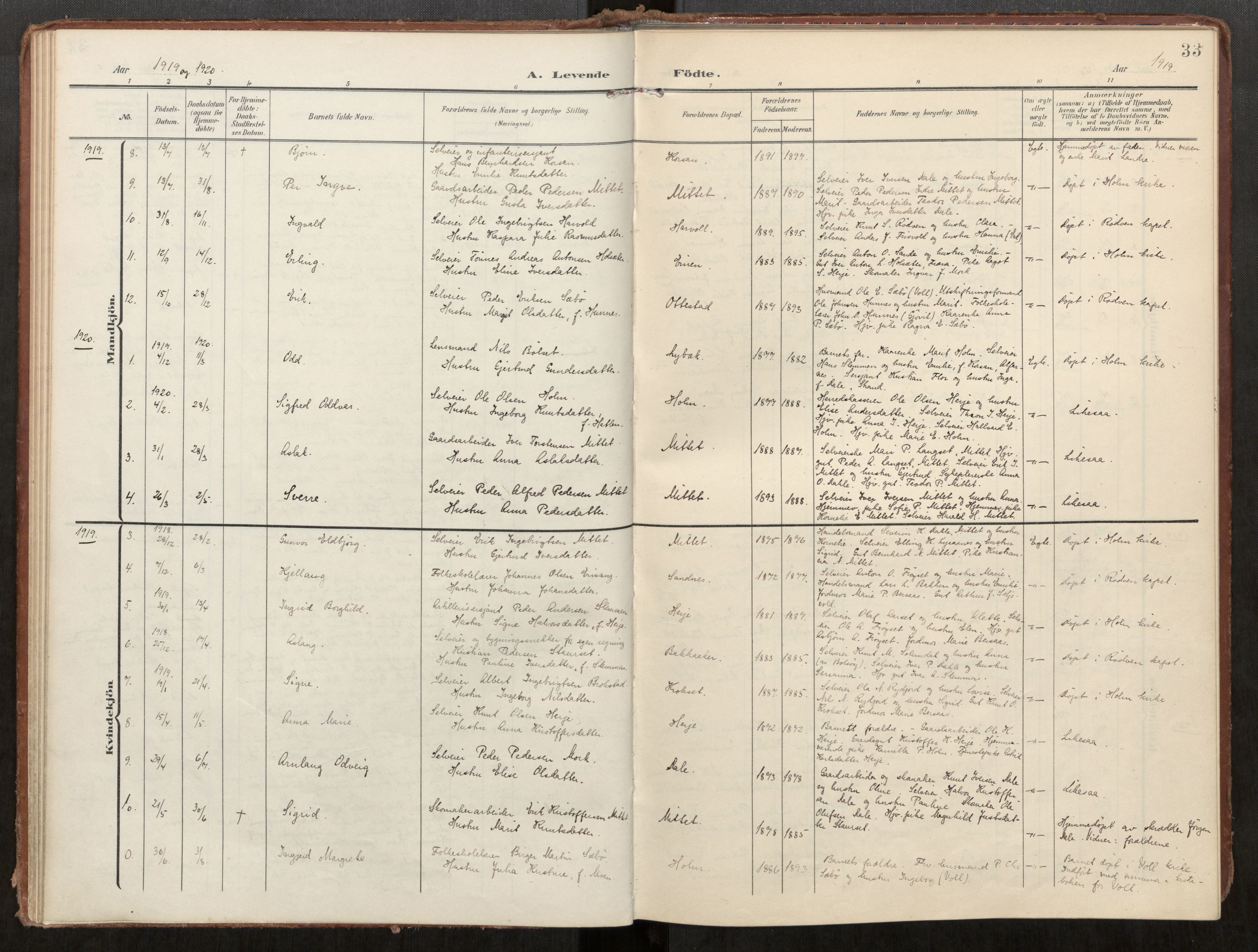 Ministerialprotokoller, klokkerbøker og fødselsregistre - Møre og Romsdal, AV/SAT-A-1454/549/L0618: Parish register (official) no. 549A01, 1906-1927, p. 33