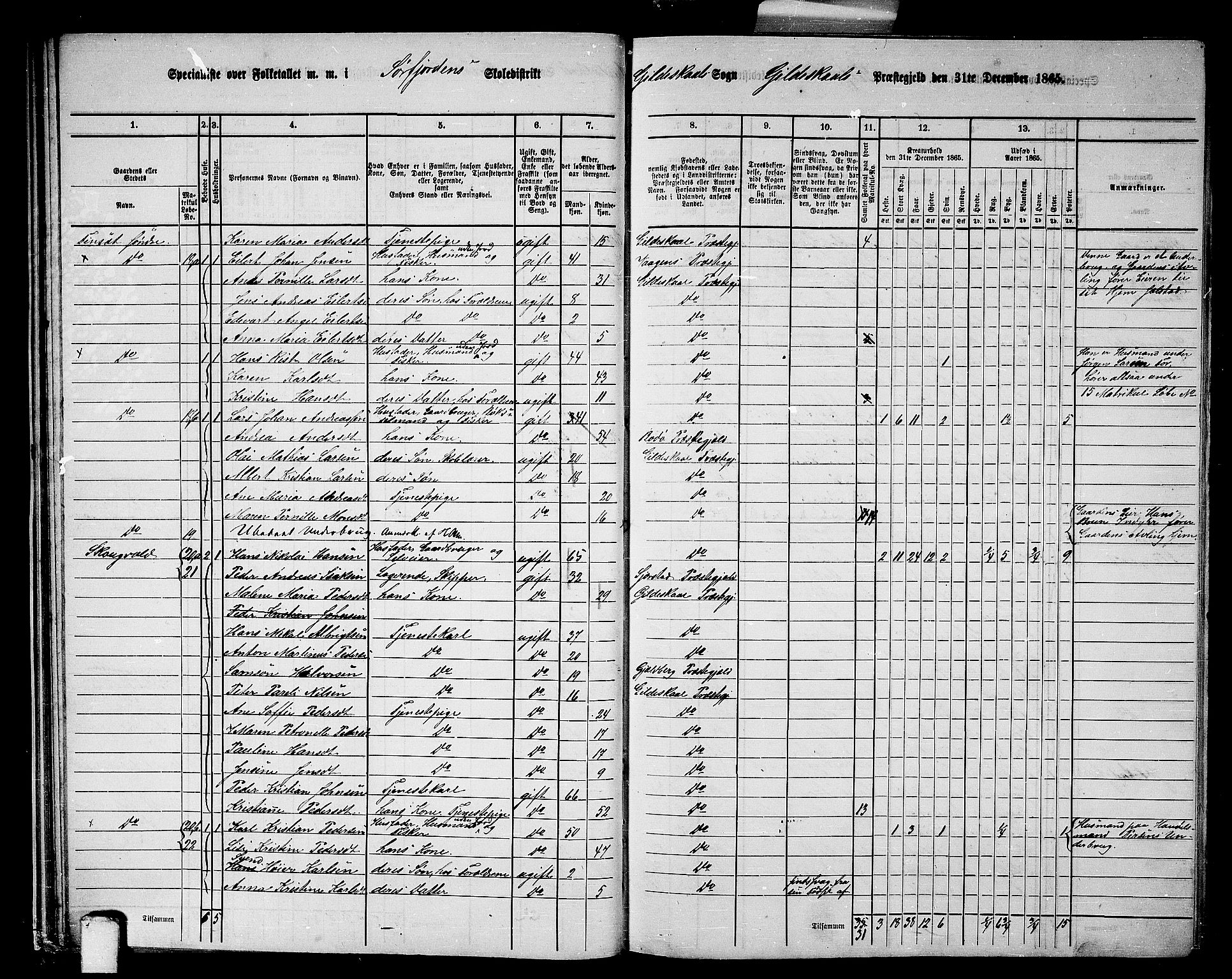 RA, 1865 census for Gildeskål, 1865, p. 29