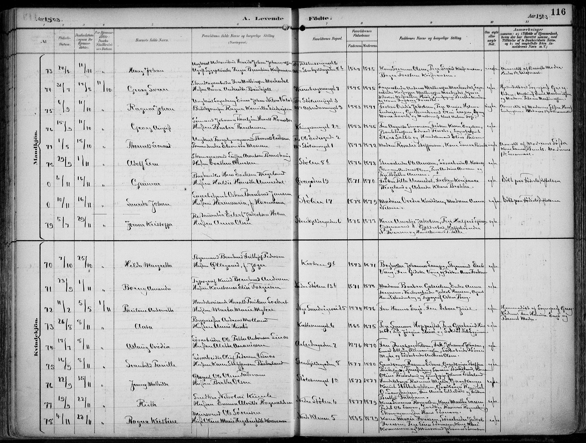 Mariakirken Sokneprestembete, AV/SAB-A-76901/H/Hab/L0005: Parish register (copy) no. A 5, 1893-1913, p. 116