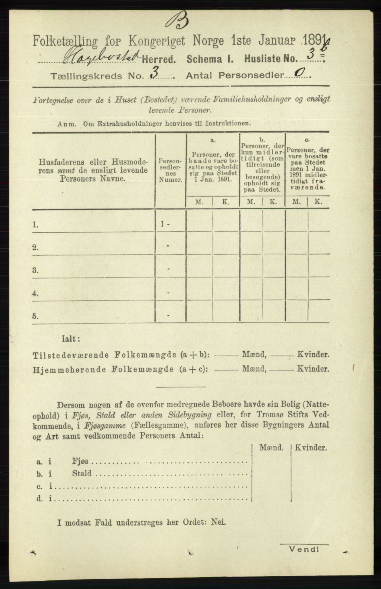 RA, 1891 census for 1034 Hægebostad, 1891, p. 819