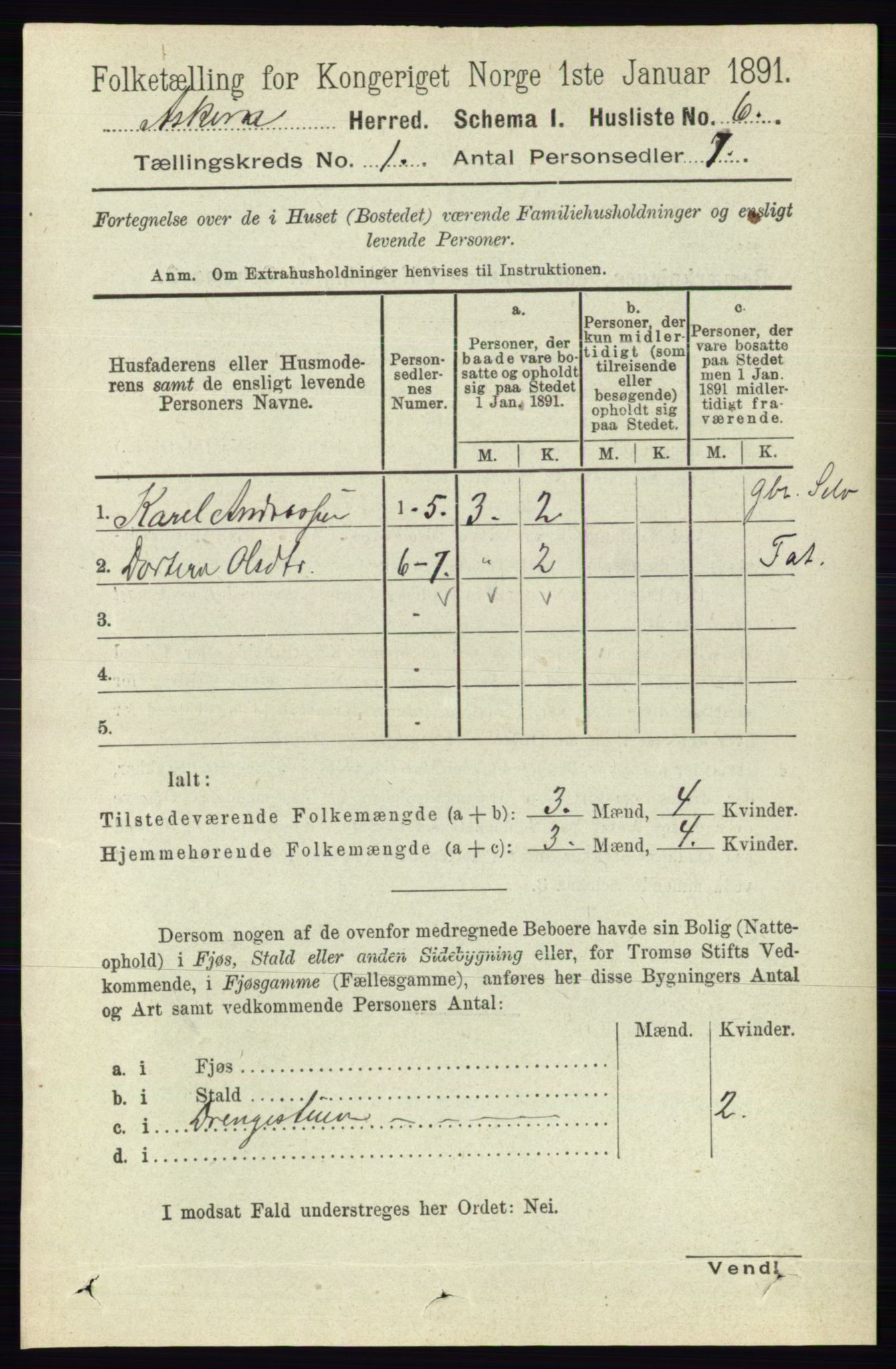 RA, 1891 census for 0124 Askim, 1891, p. 47