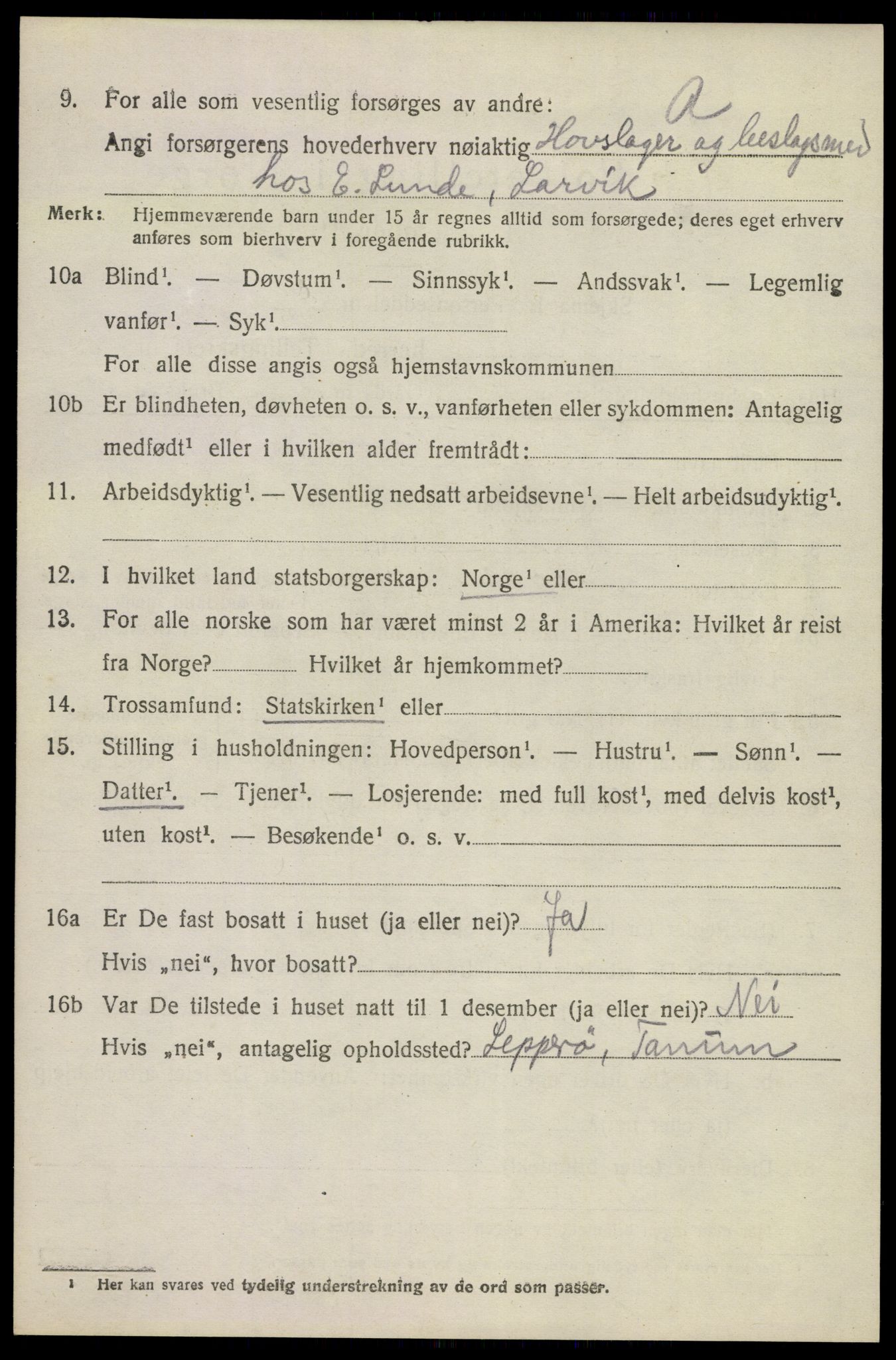 SAKO, 1920 census for Brunlanes, 1920, p. 7074