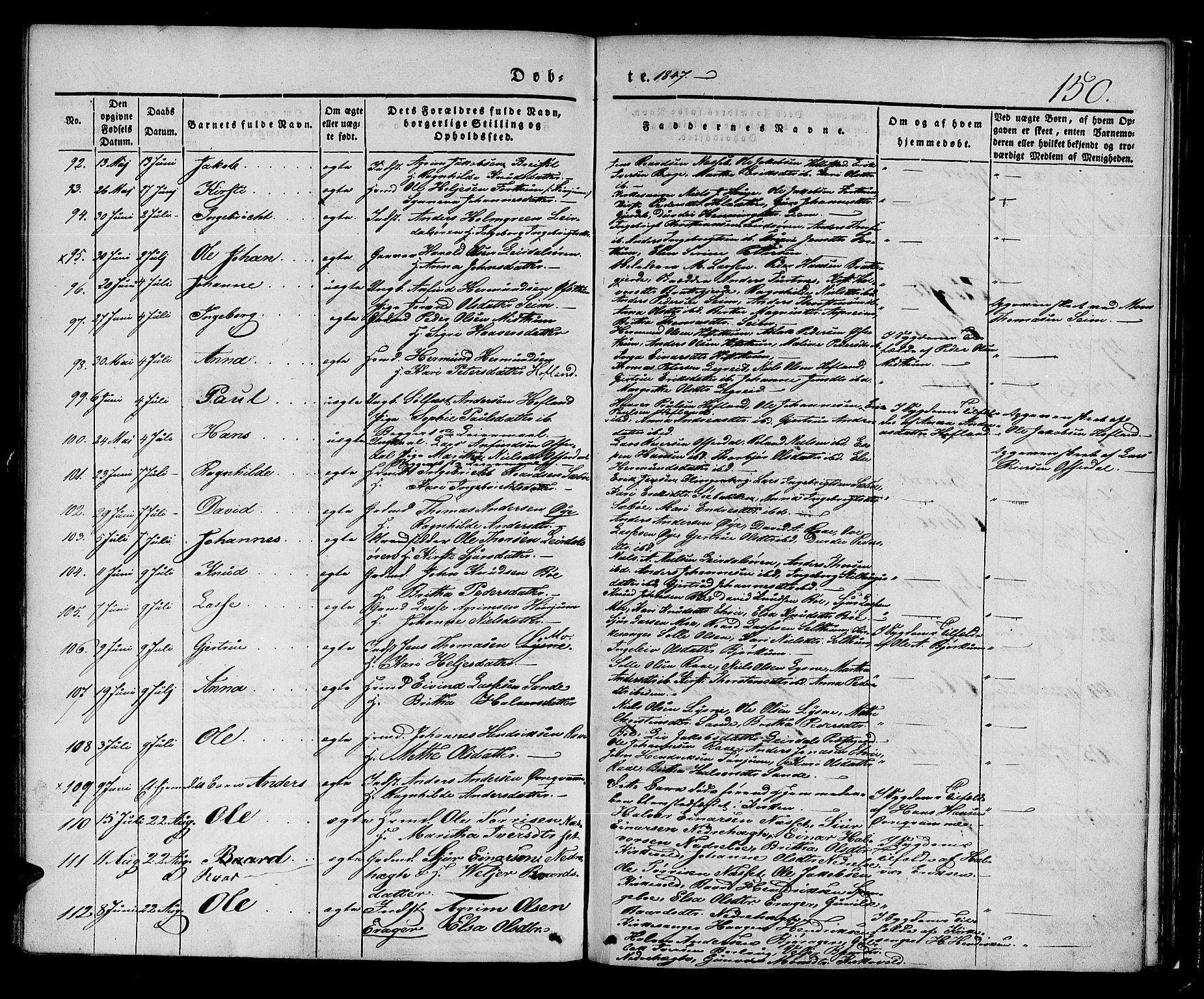 Lærdal sokneprestembete, AV/SAB-A-81201: Parish register (official) no. A 6, 1835-1849, p. 150