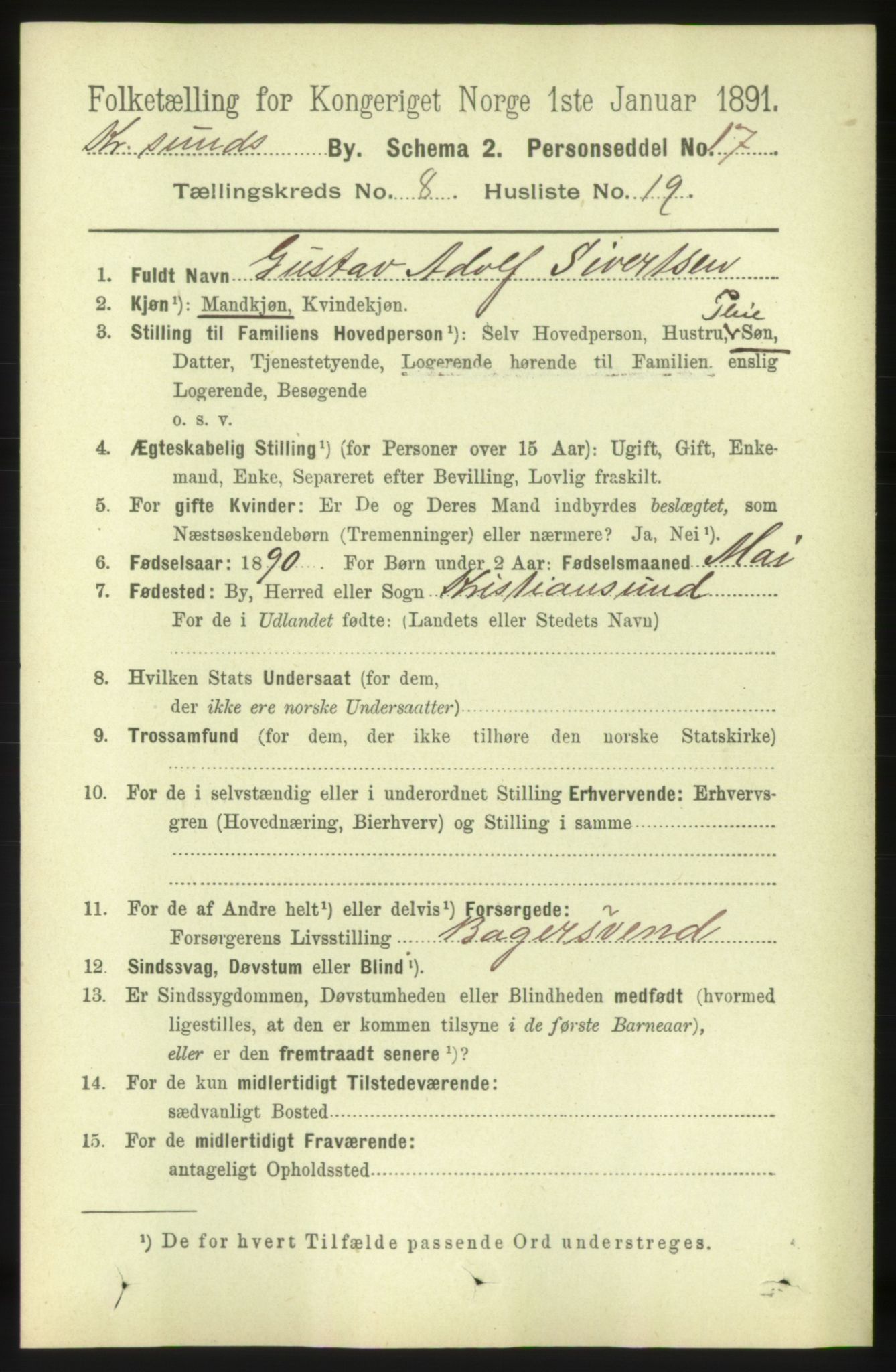 RA, 1891 census for 1503 Kristiansund, 1891, p. 6575