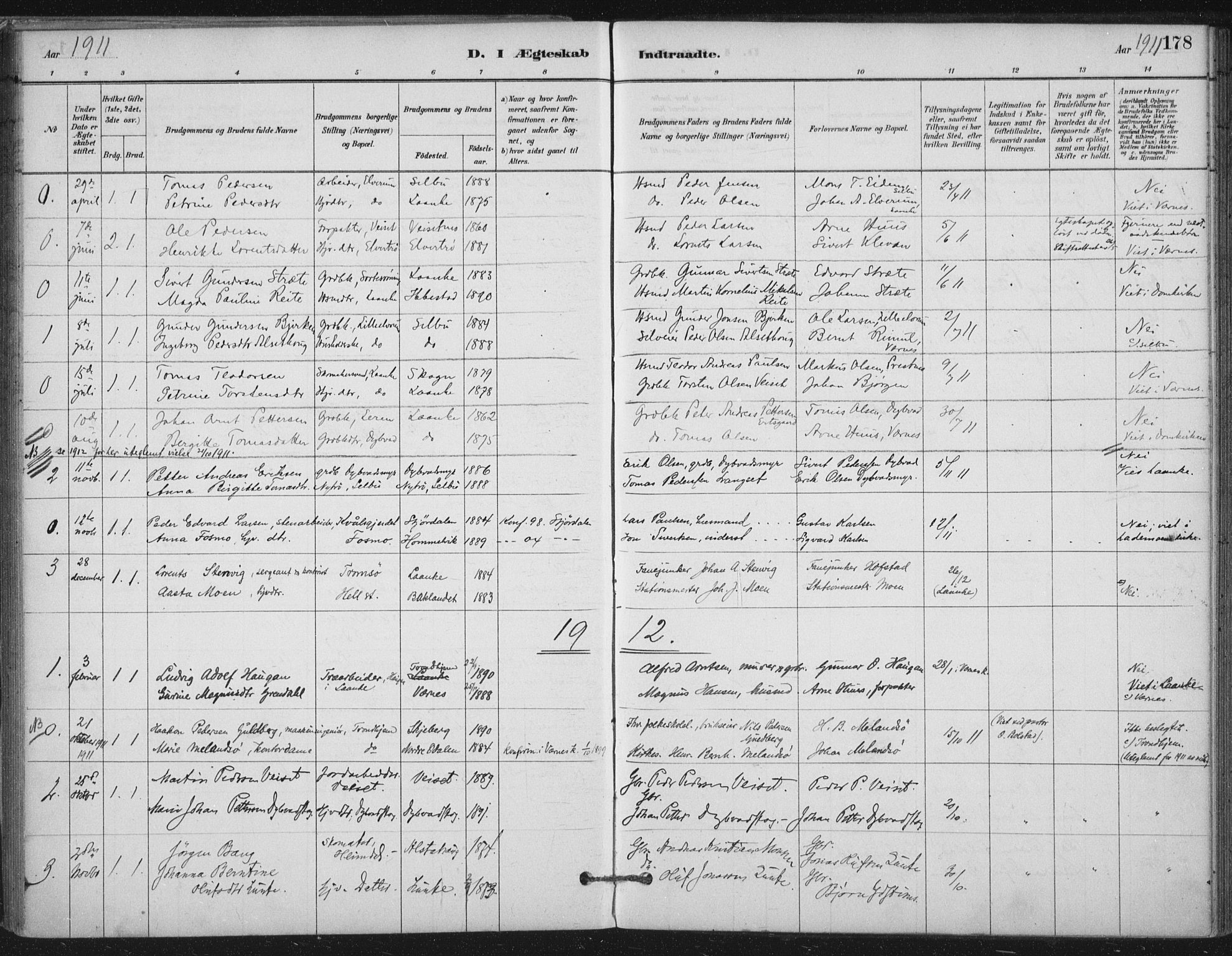 Ministerialprotokoller, klokkerbøker og fødselsregistre - Nord-Trøndelag, AV/SAT-A-1458/710/L0095: Parish register (official) no. 710A01, 1880-1914, p. 178