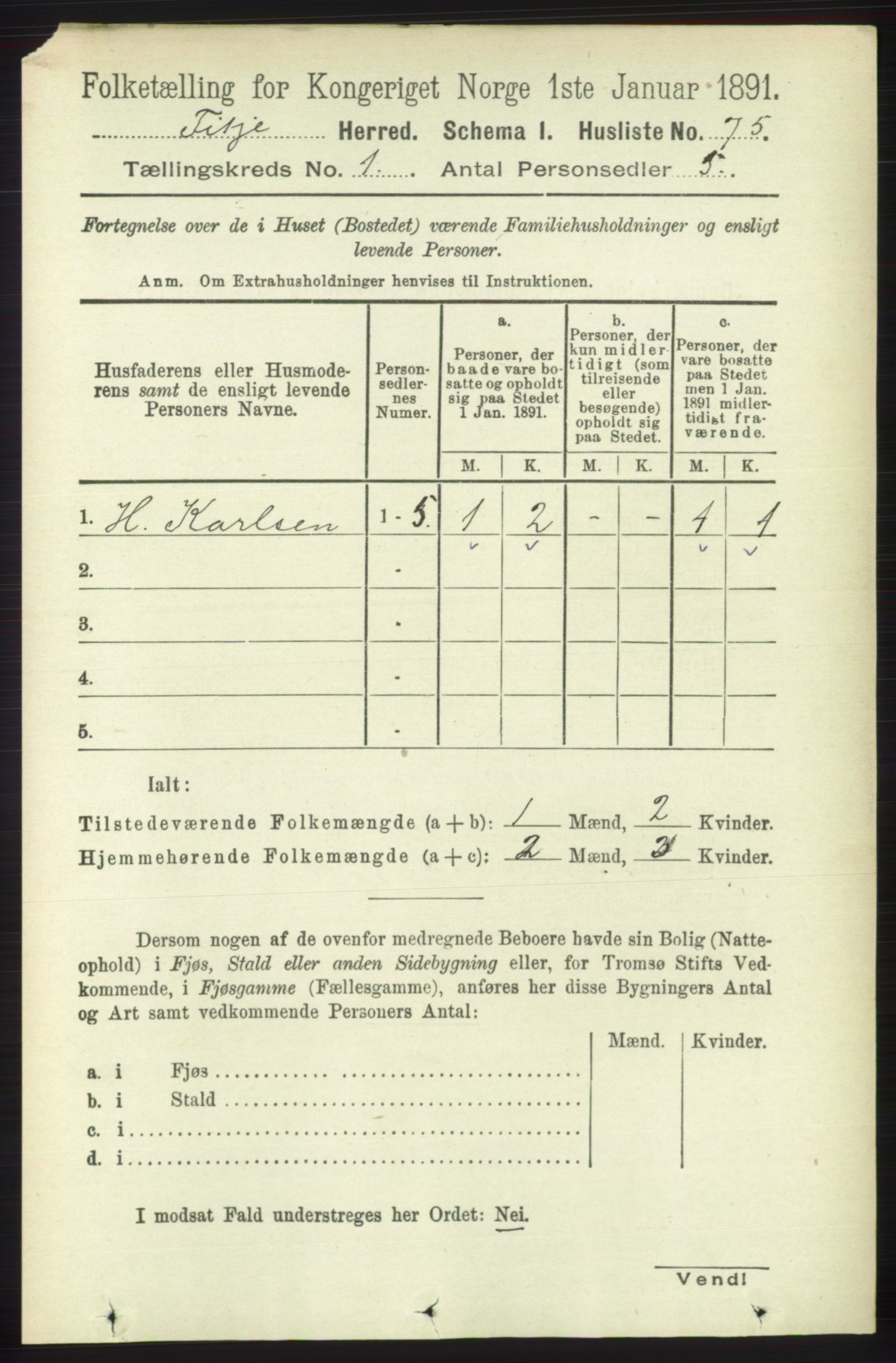 RA, 1891 census for 1222 Fitjar, 1891, p. 94