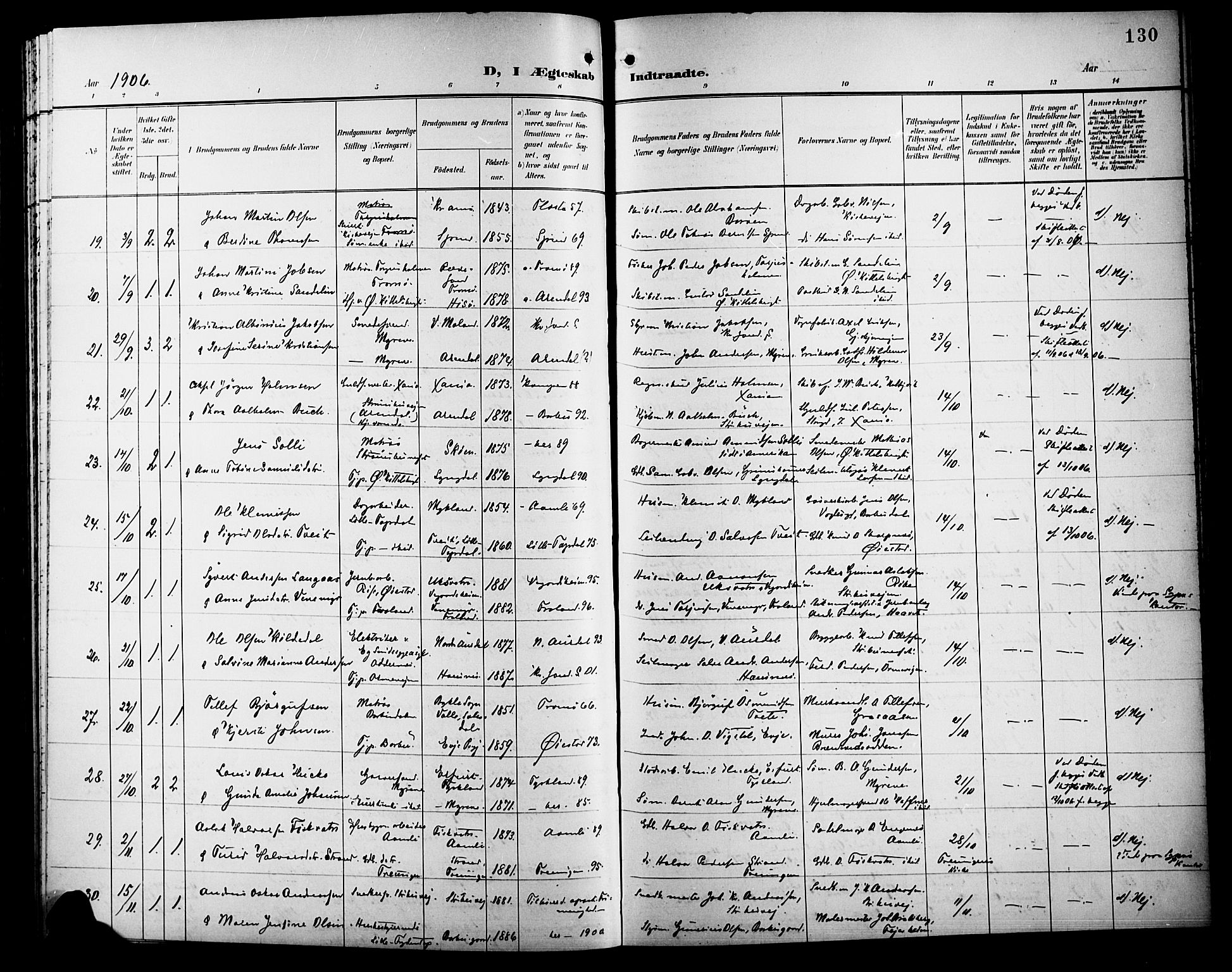 Barbu sokneprestkontor, SAK/1111-0003/F/Fb/L0003: Parish register (copy) no. B 3, 1897-1911, p. 130
