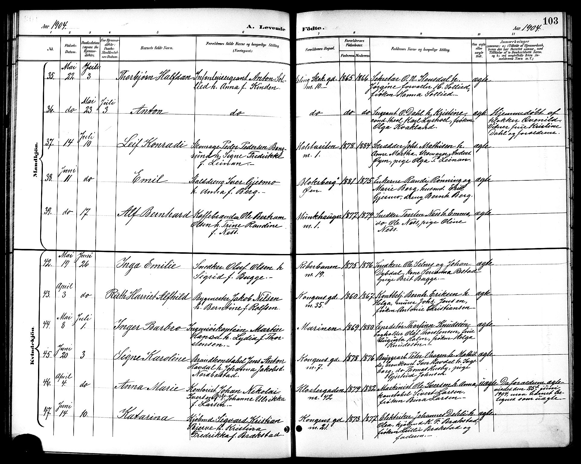 Ministerialprotokoller, klokkerbøker og fødselsregistre - Sør-Trøndelag, AV/SAT-A-1456/601/L0094: Parish register (copy) no. 601C12, 1898-1911, p. 103