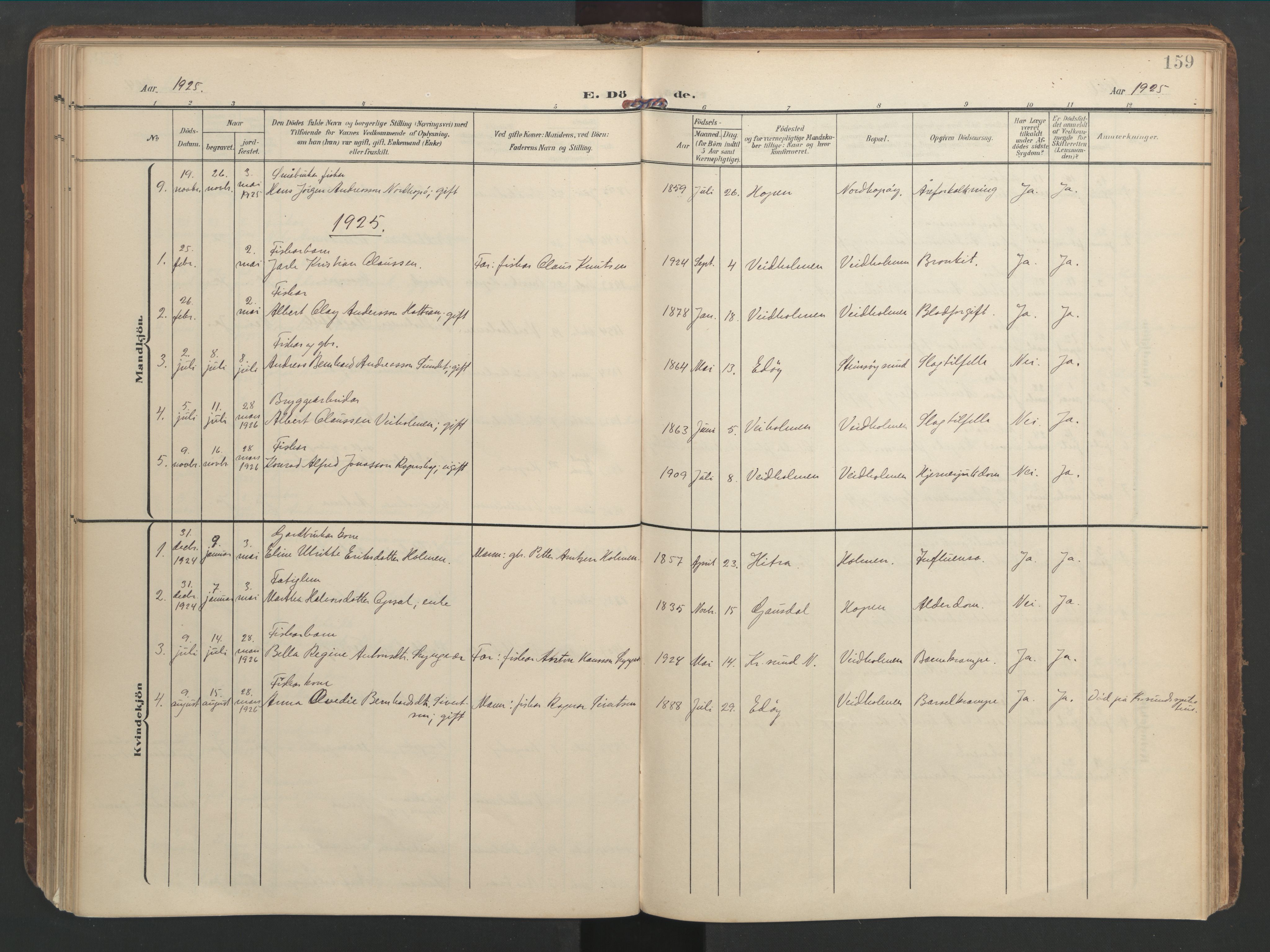 Ministerialprotokoller, klokkerbøker og fødselsregistre - Møre og Romsdal, SAT/A-1454/583/L0955: Parish register (official) no. 583A02, 1907-1926, p. 159