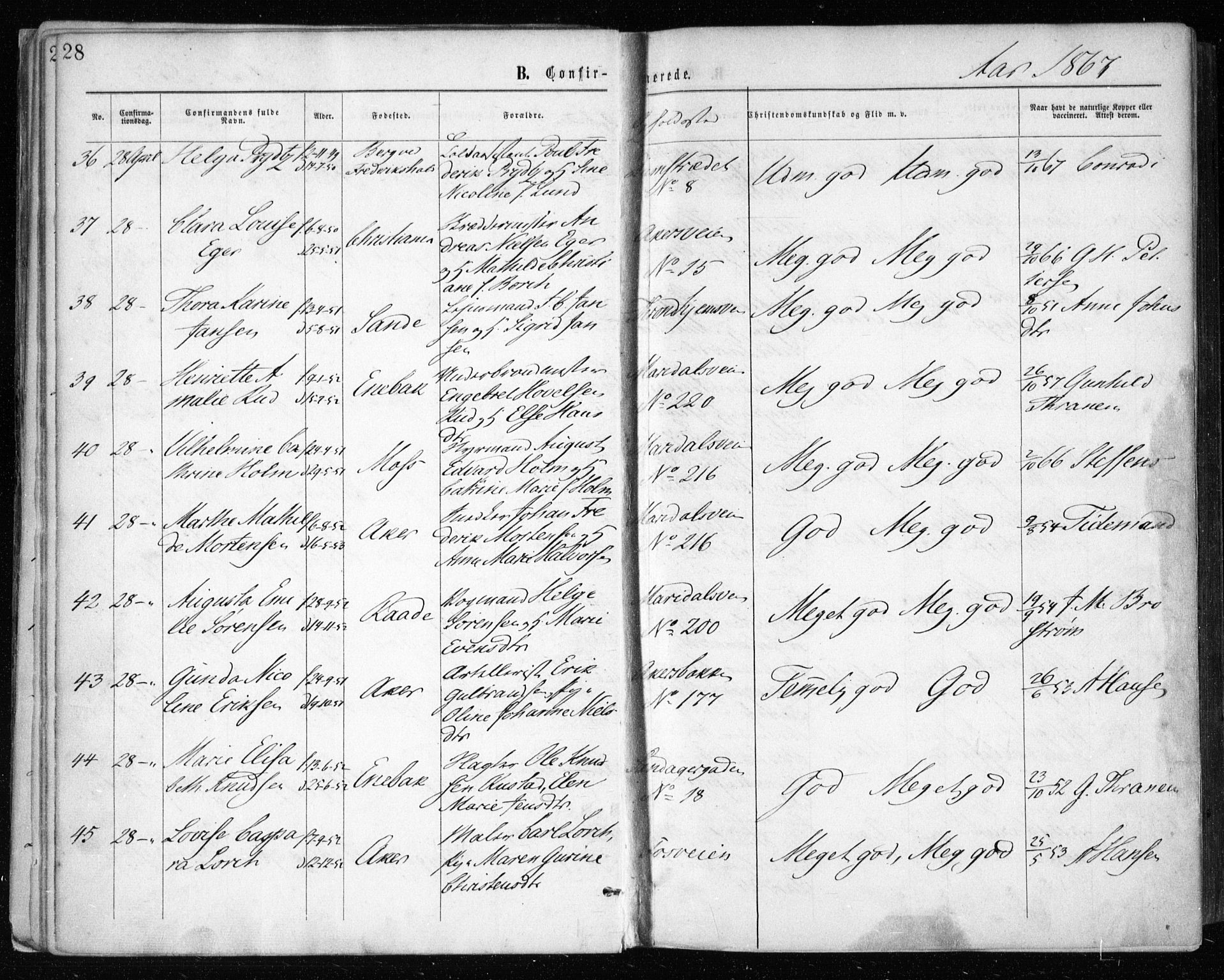 Gamle Aker prestekontor Kirkebøker, AV/SAO-A-10617a/F/L0003: Parish register (official) no. 3, 1865-1873, p. 28