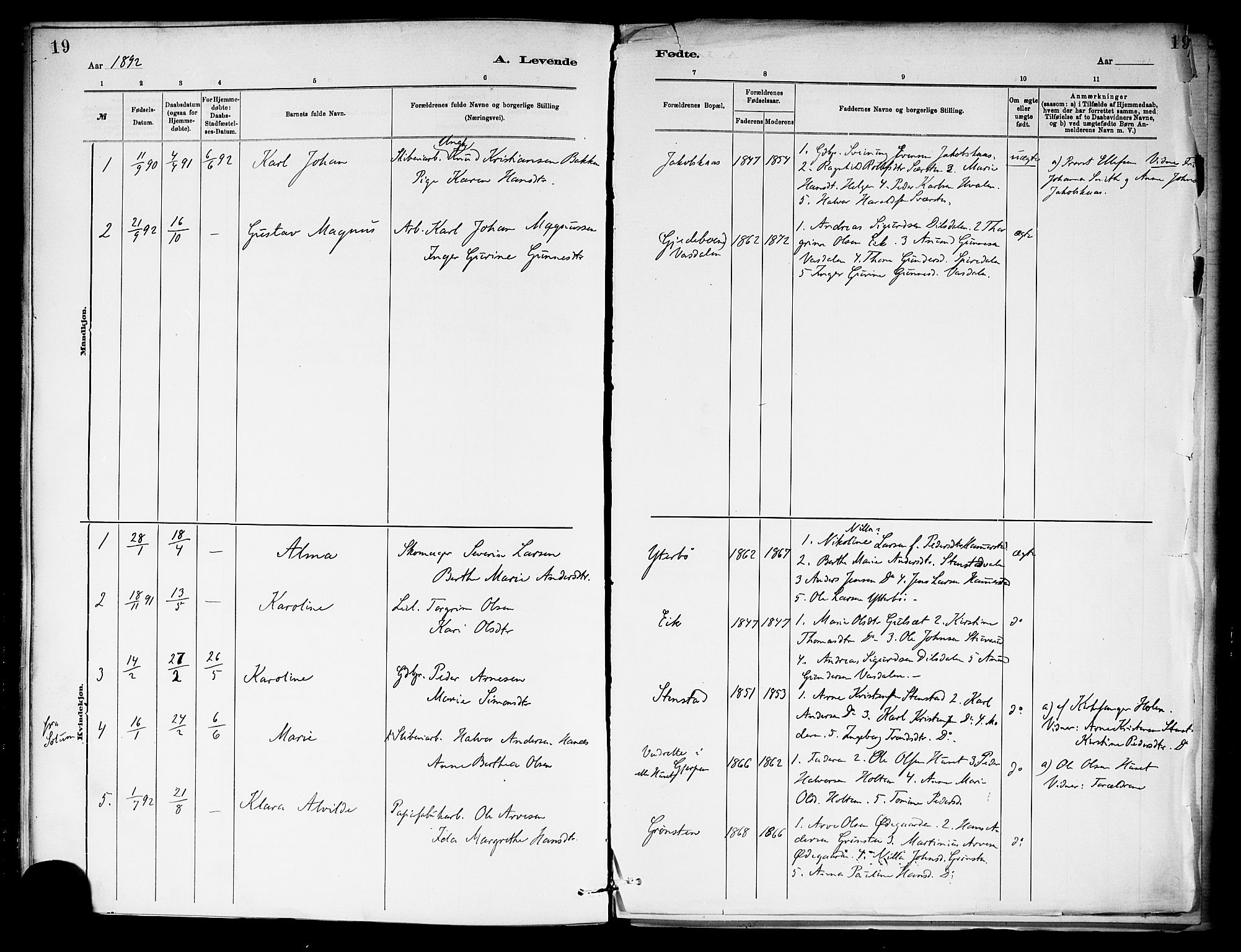 Holla kirkebøker, SAKO/A-272/F/Fa/L0009: Parish register (official) no. 9, 1881-1897, p. 19